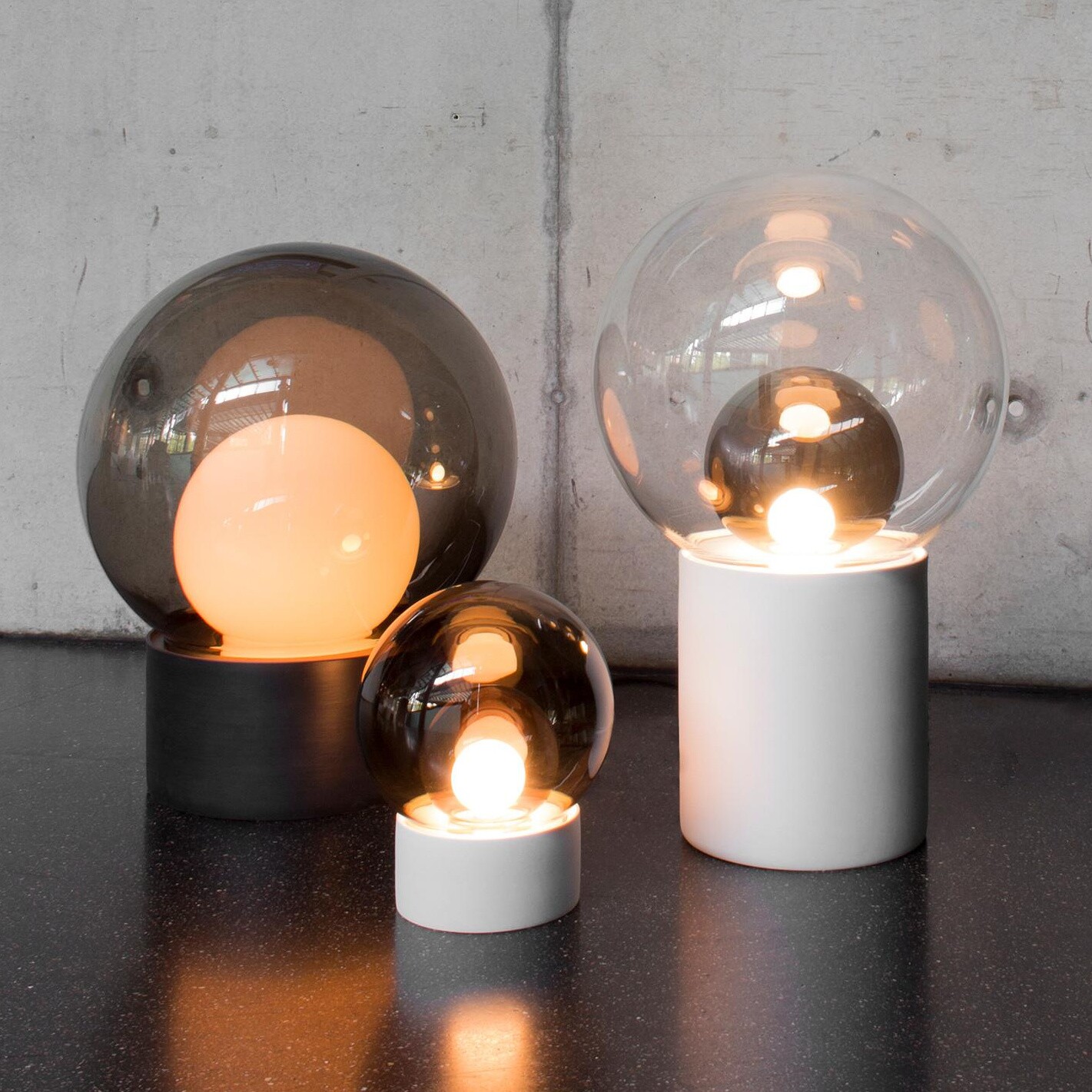 Boule Small Table Lamp Pedestal White