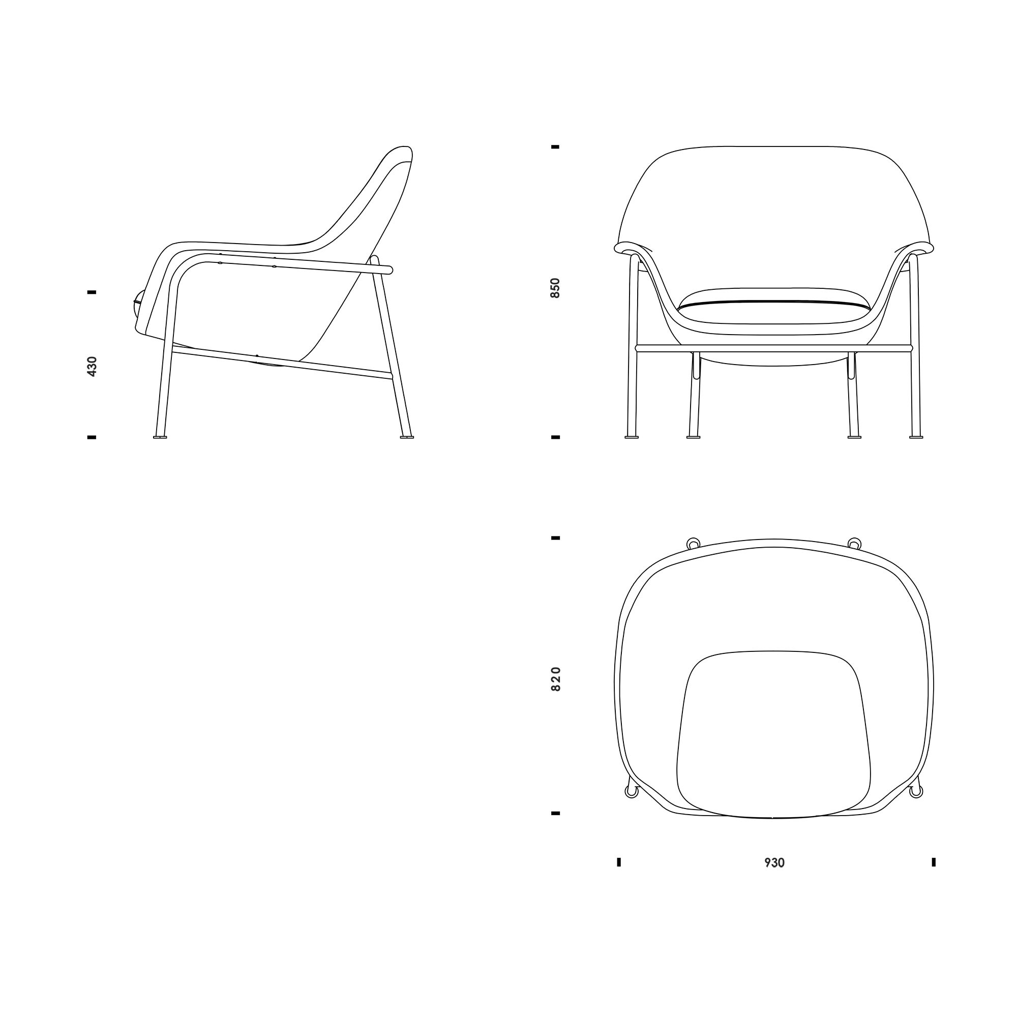 Drape Lounge Chair Low Black Base