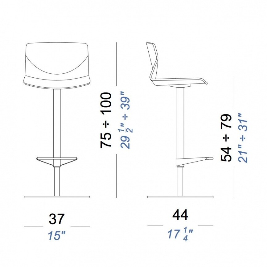 Kai S39 Bar Stool Seat Oak with Cushion 54-79cm