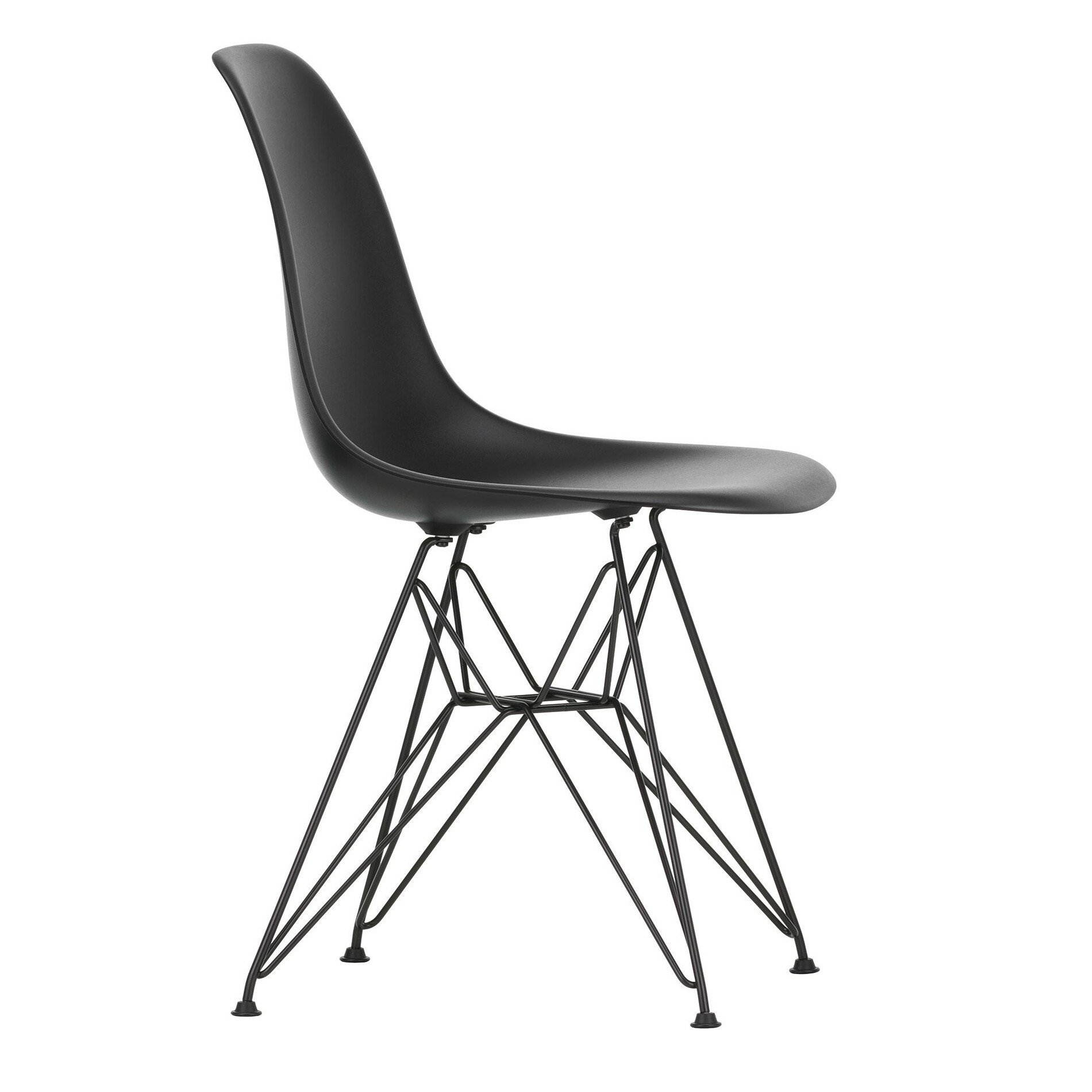 Eames Plastic Side Chair DSR RE Black Base Set of 4