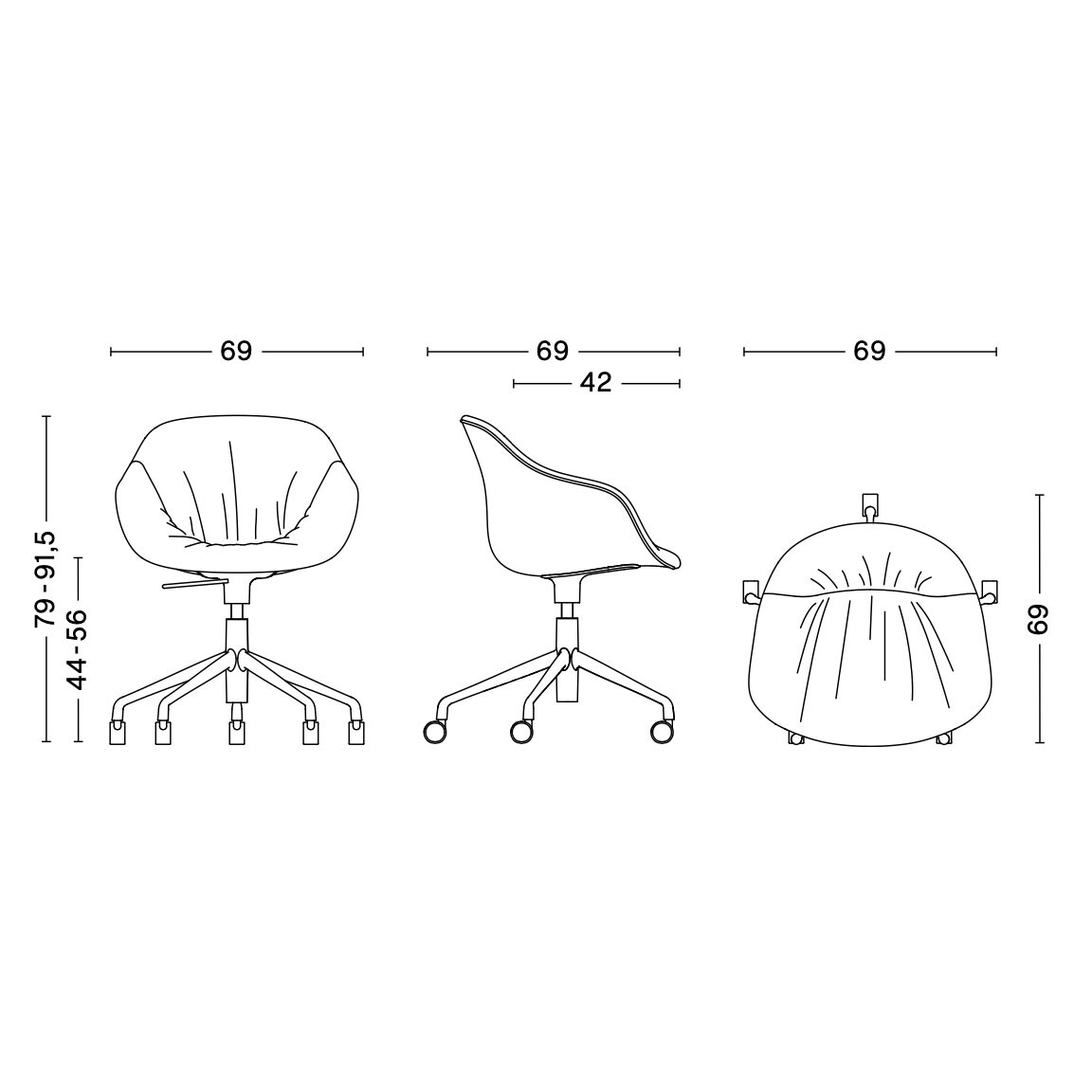 About a Chair AAC 253 Soft Swivel Chair Polished Base