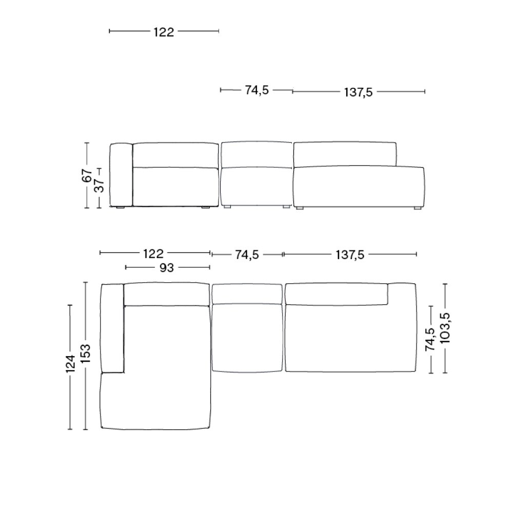 Mags Soft 3 Seater Sofa Left 334x153x67cm