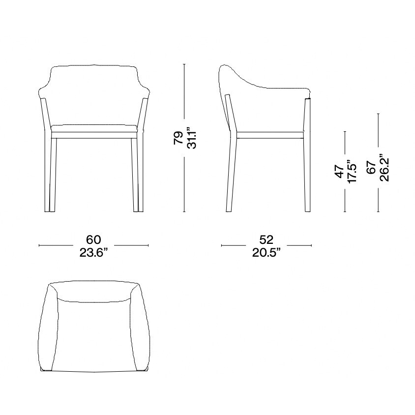 140 Cotone Slim Armchair Leather