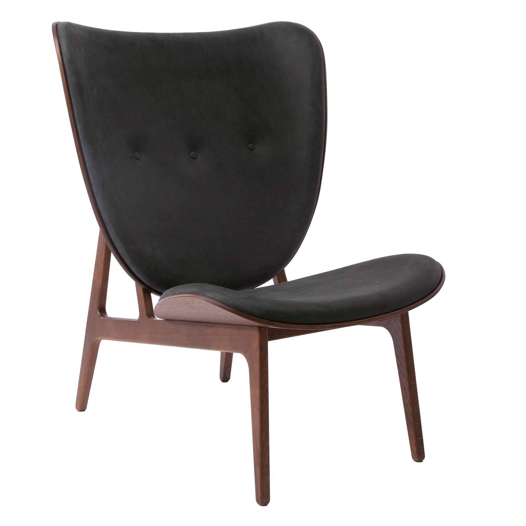 Elephant Lounge Chair Leather Dark Stained Oak Base