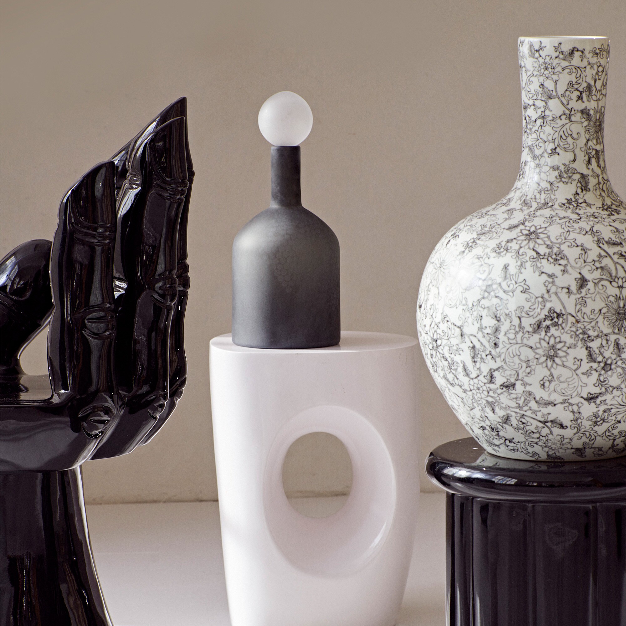 Bubbles & Bottles Carafe Set of 4 black matt