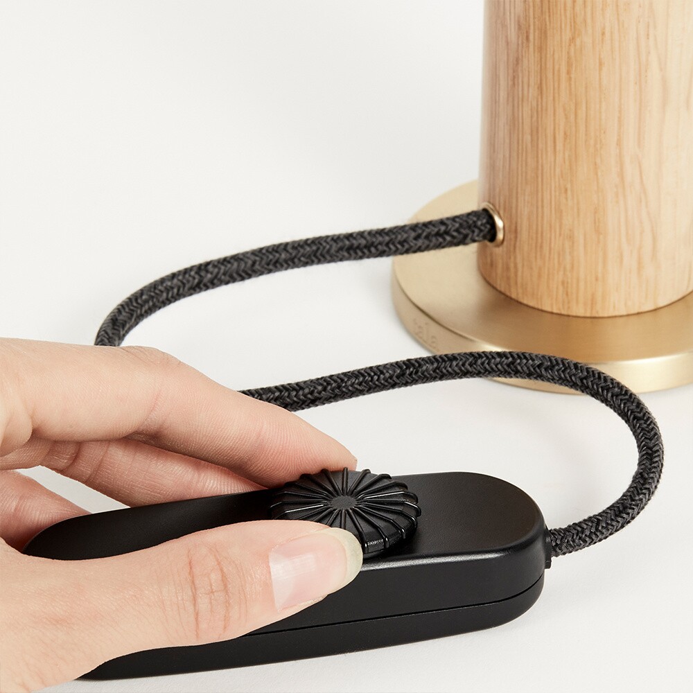 Oak Knuckle Table Lamp With Sphere IV LED E27 8W Dim To Warm