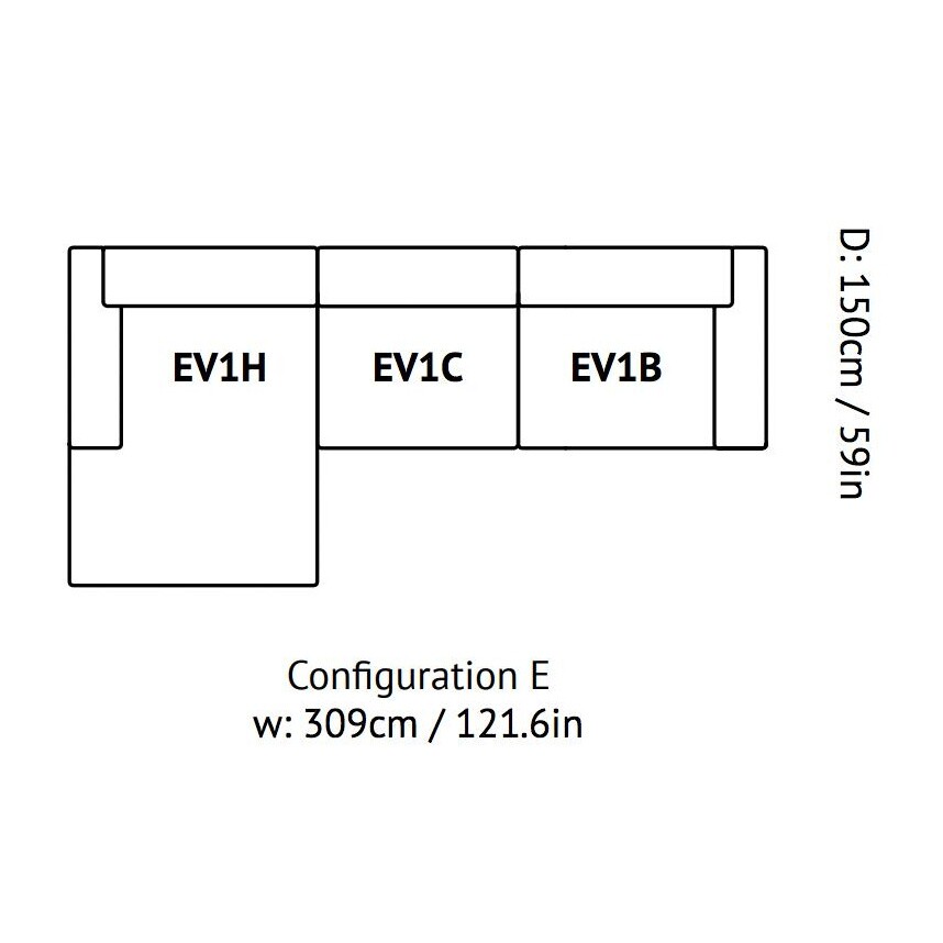 Develius 3-Seater Sofa Chaise Longue Left