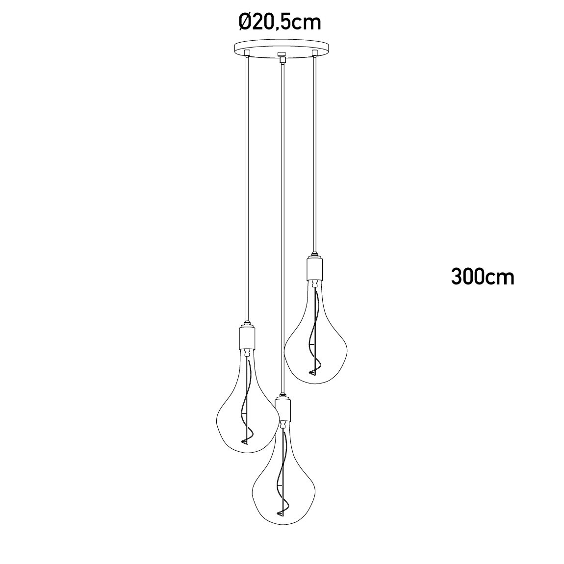 Graphite Triple Pendant with Voronoi II Suspension Lamp