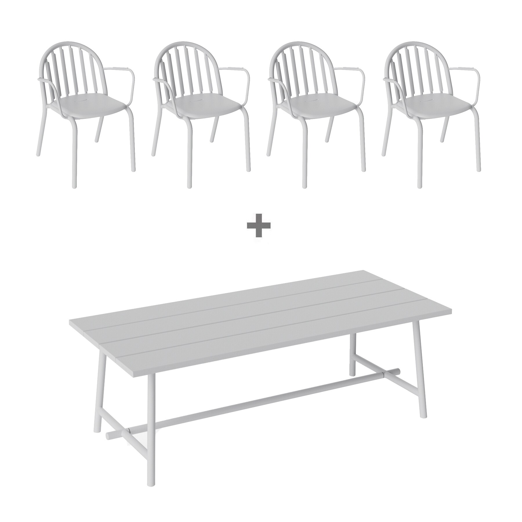 Exclusive Edition Fred's Set Garden Table 220x100cm + 4 Garden Armchairs