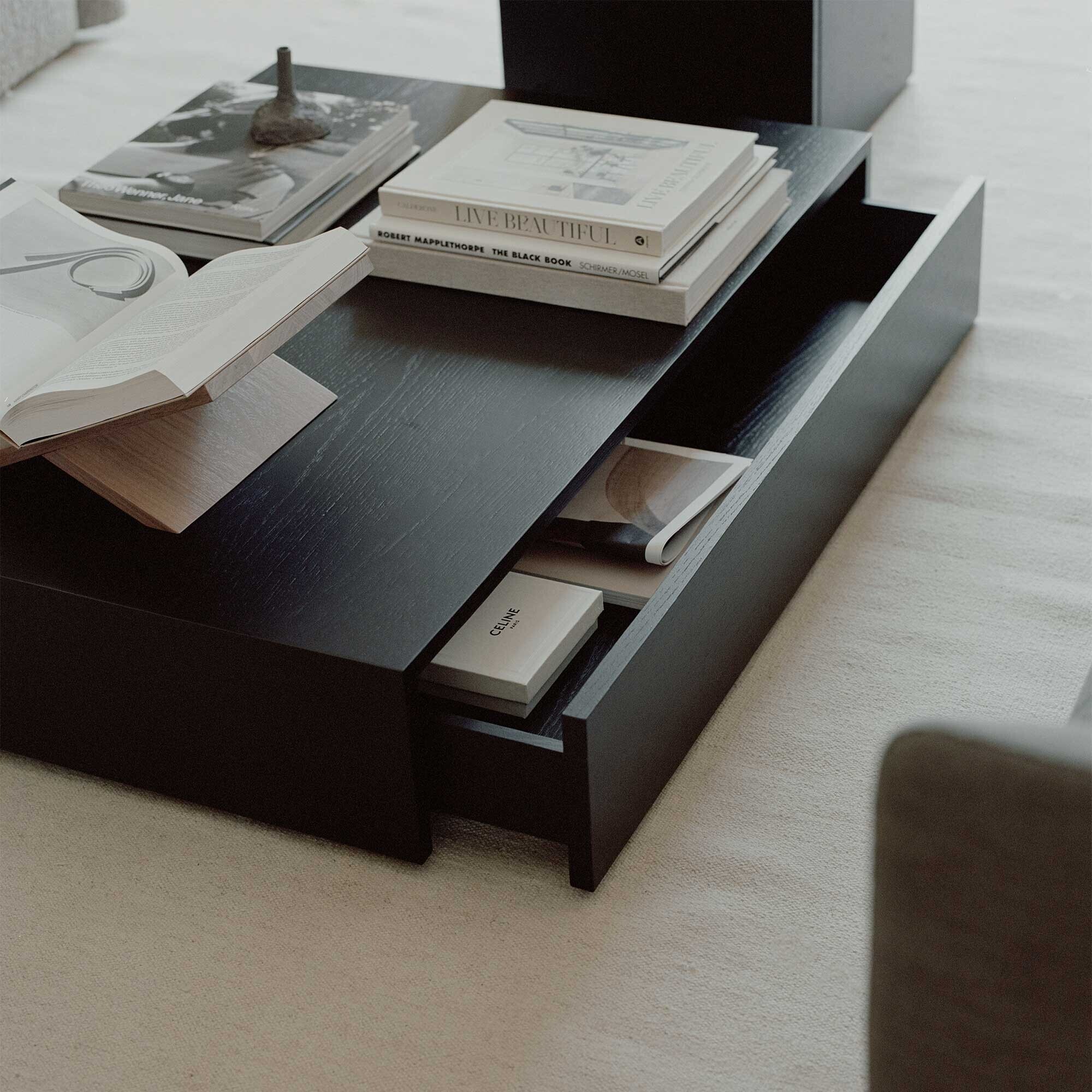 Mass Wide Coffee Table with Drawer