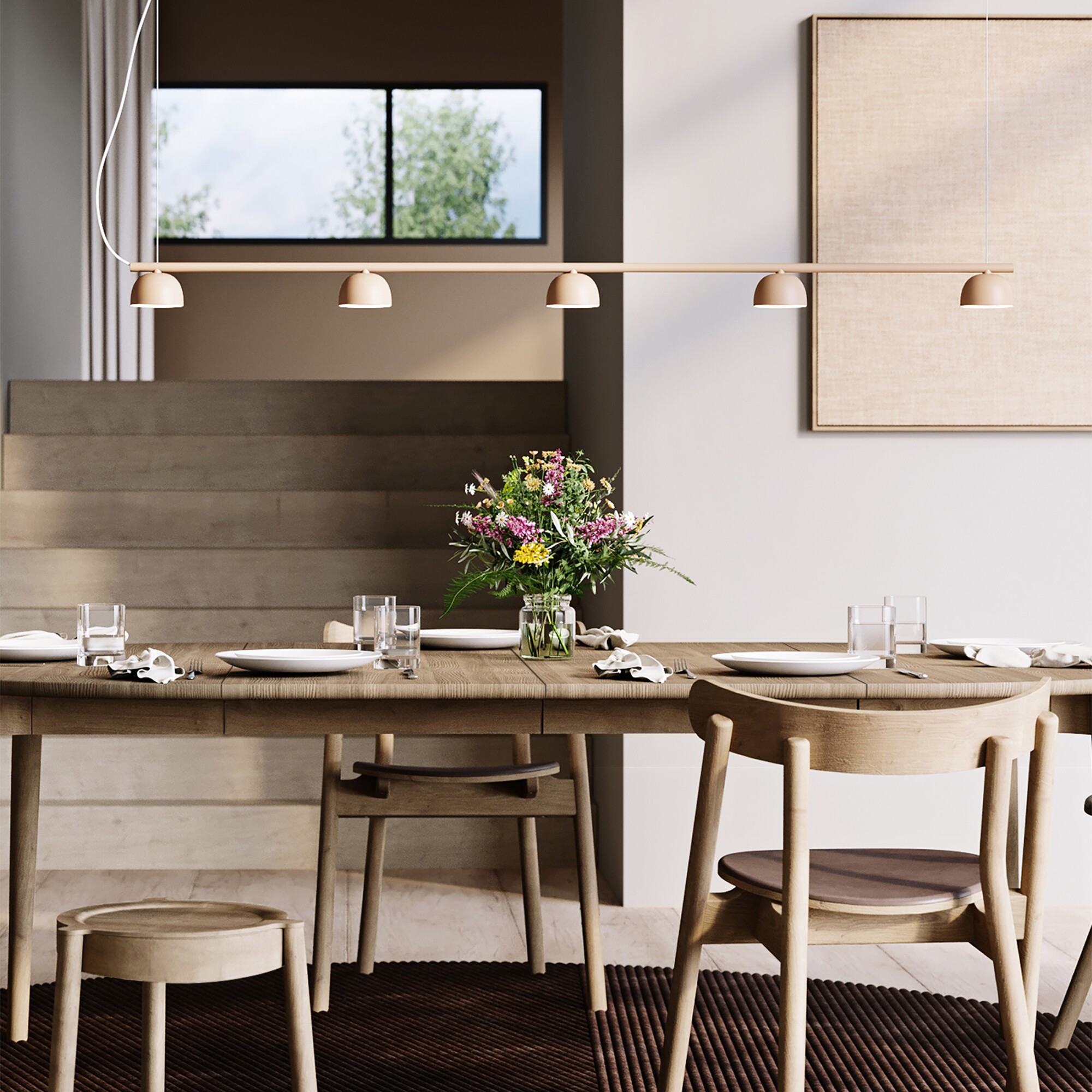 Blush Rail 5 LED Suspension Lamp