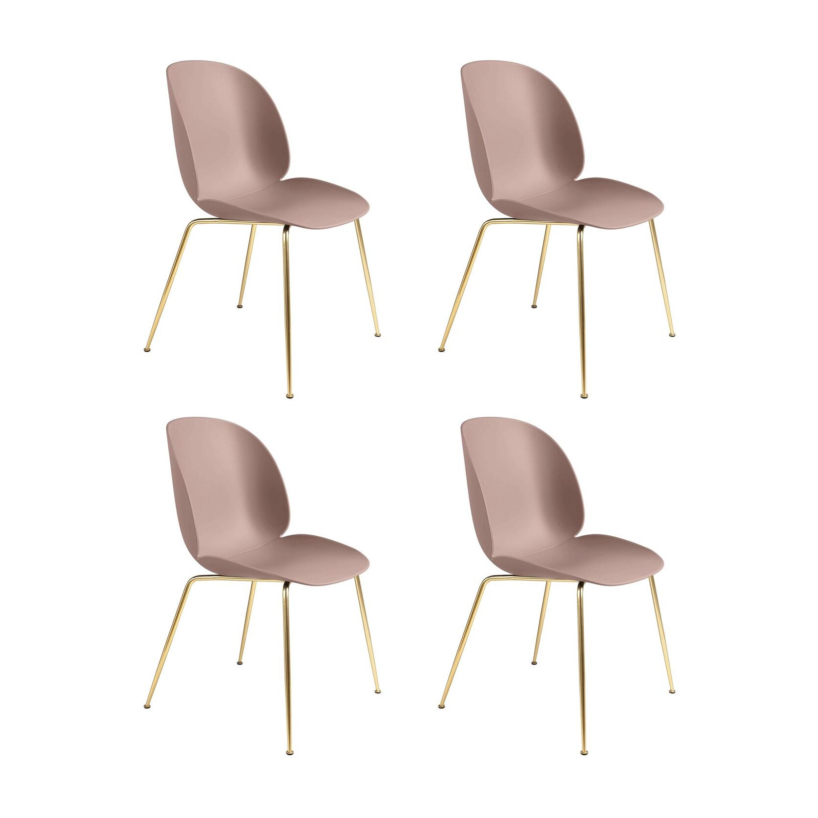 Beetle Dining Chair Brass Base Set of 4