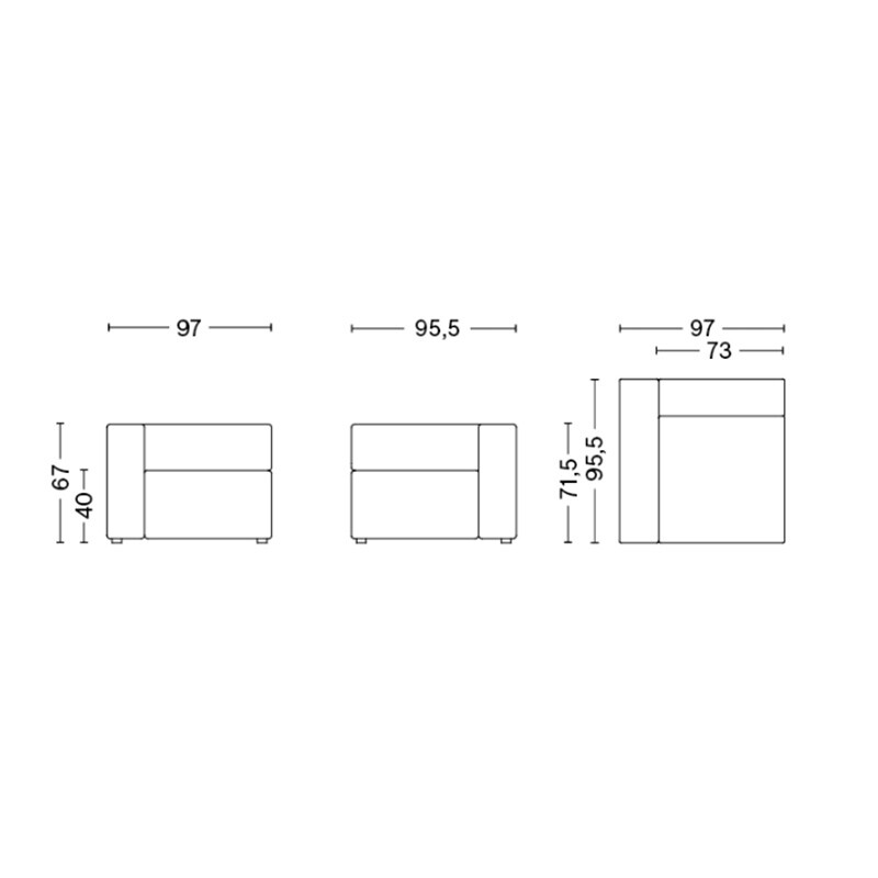 Mags Sofa Module Left Narrow 97x95.5cm