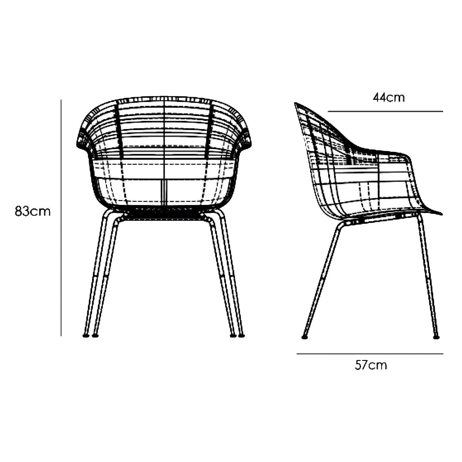 Bat Dining Chair Base Conic Black