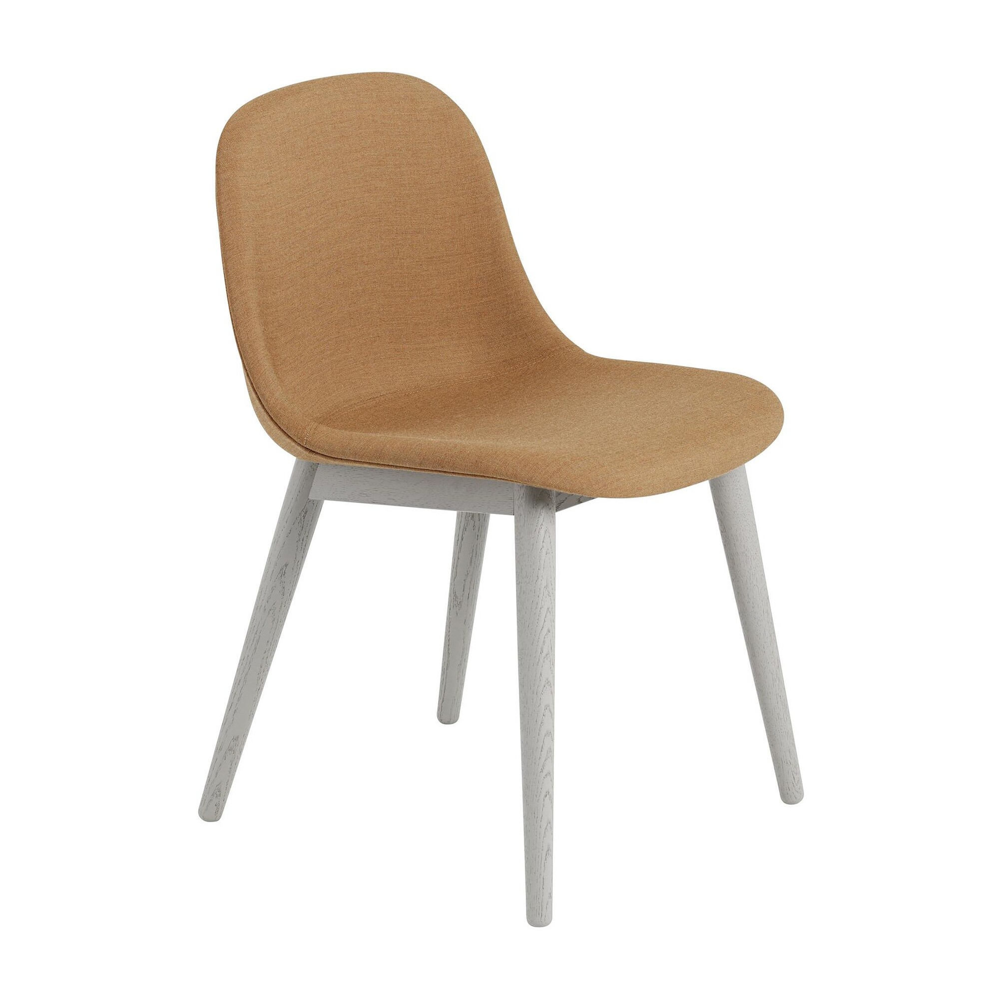 Fiber Side Chair upholstered with Wood Base