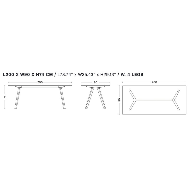 Copenhague CPH30 2.0 Dining Table Linoleum 200x90cm