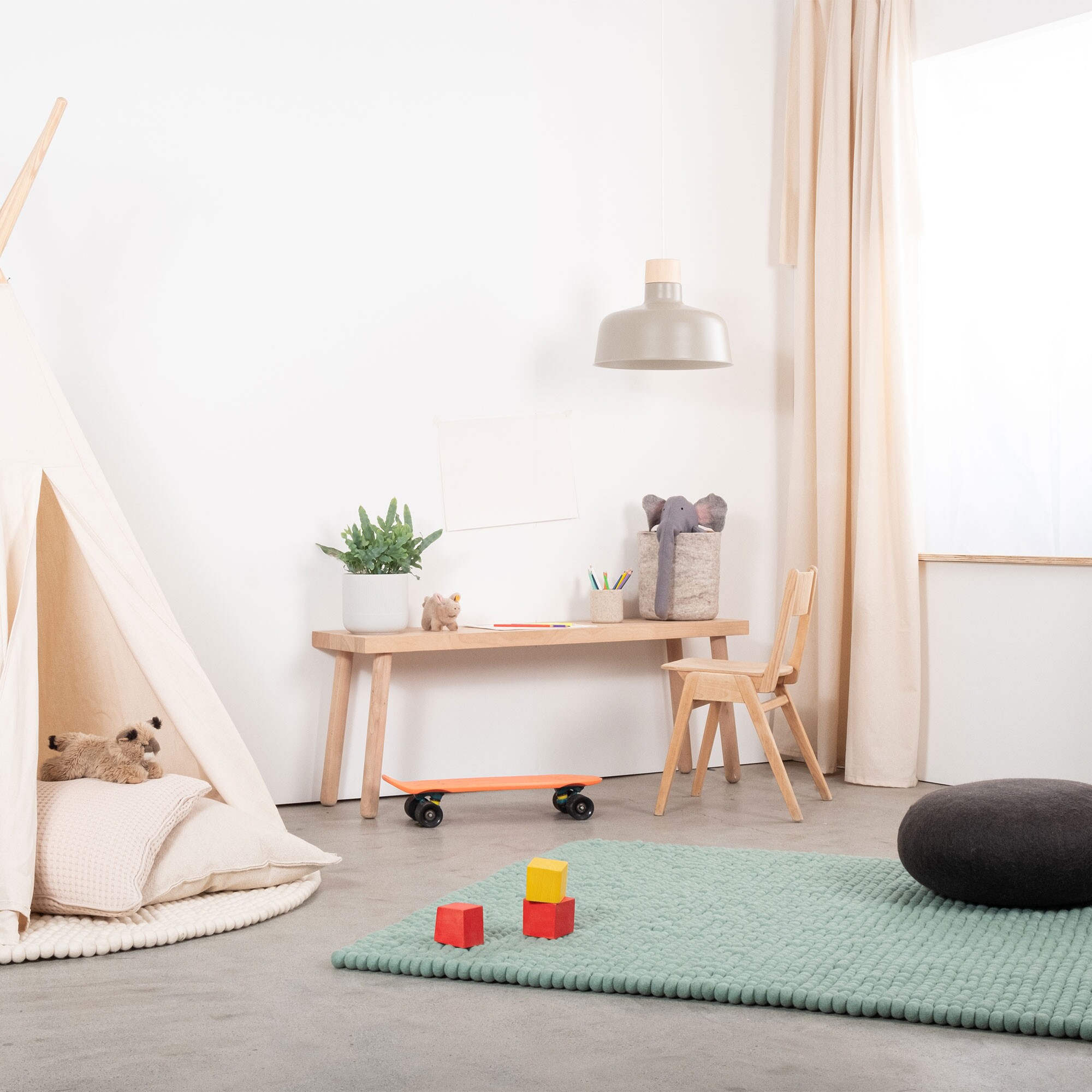 Fine Felt Ball Rug rectangular