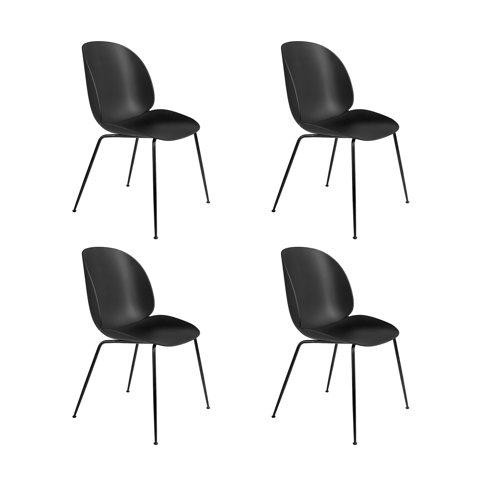 Beetle Dining Chair Frame Black Set of 4