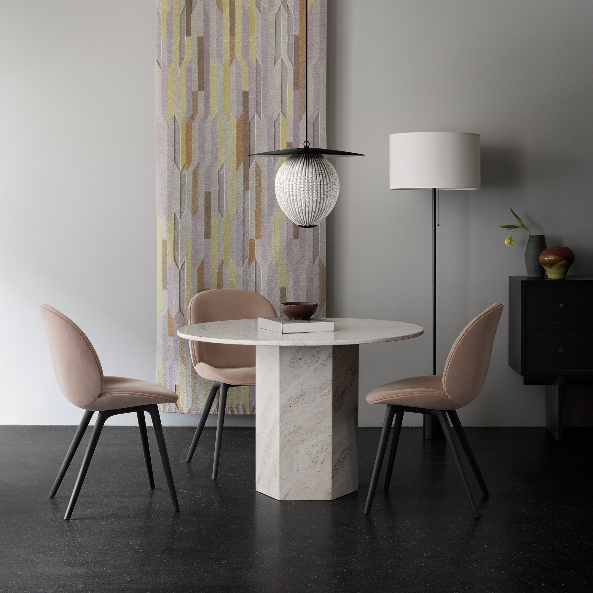 Beetle Dining Chair Full Upholstered Base Plastic