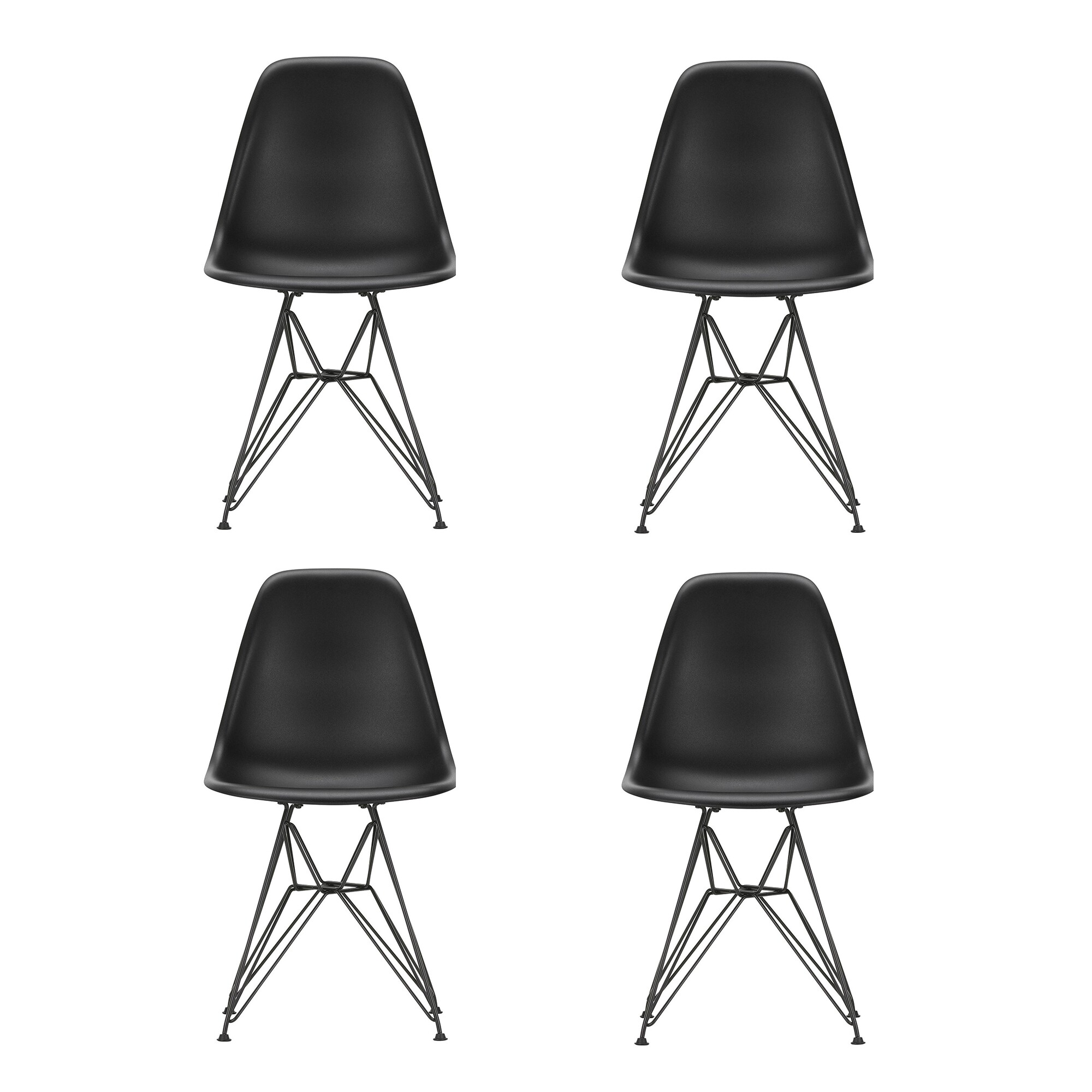 Eames Plastic Side Chair DSR RE Black Base Set of 4