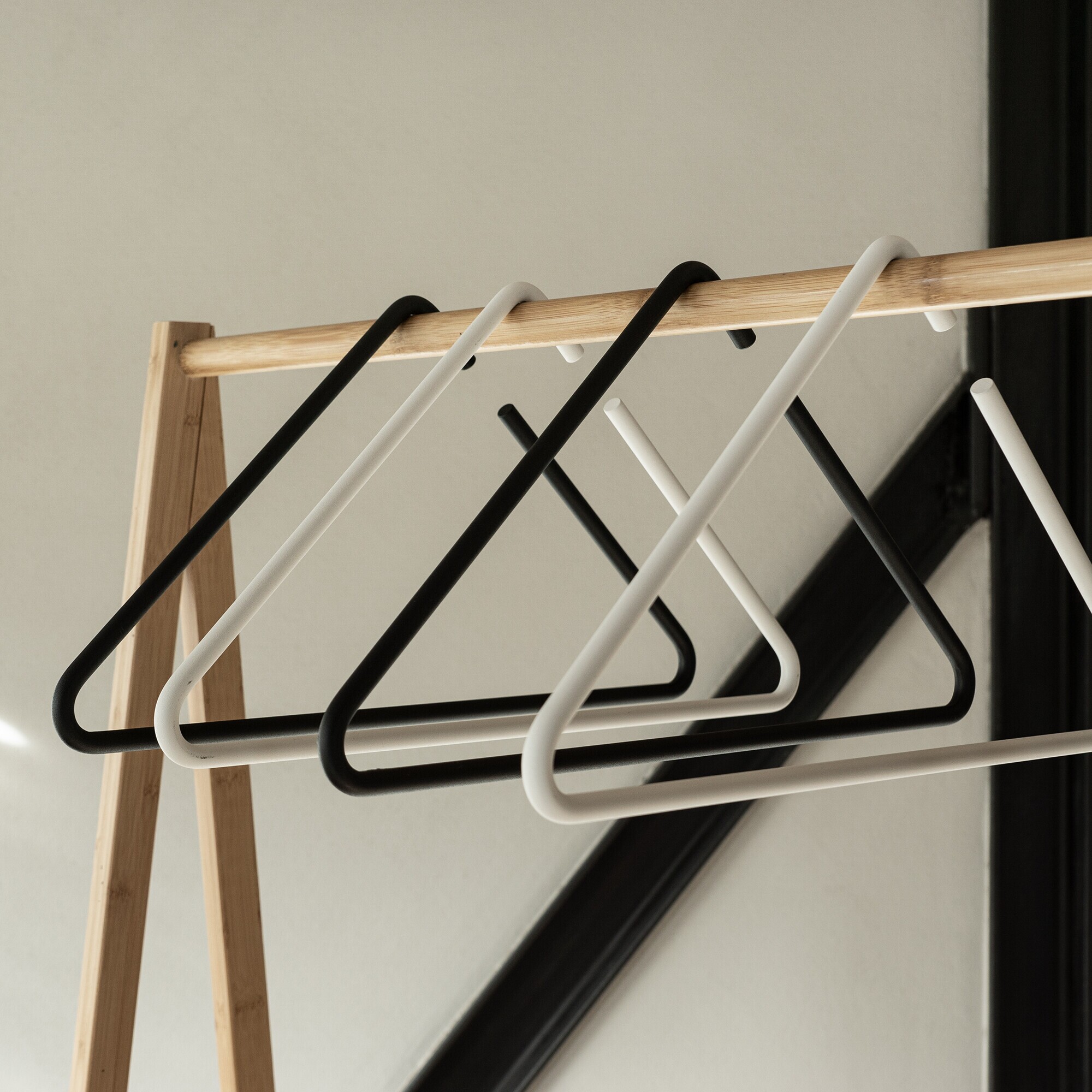 Metal Coat Hanger with Wooden Bridge Set of 3