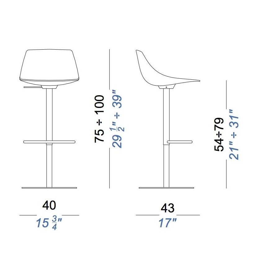 Miunn S104 Bar Stool Seat Multiplex 75-100cm