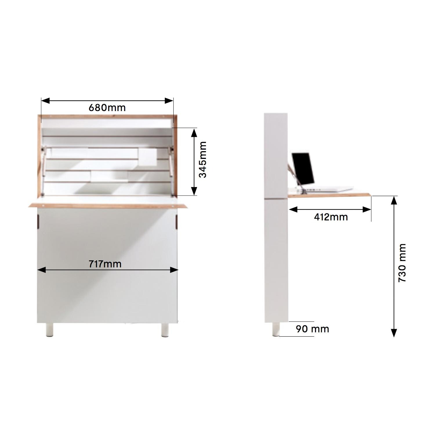 Flatmate Wall Secretary with Birch Edge