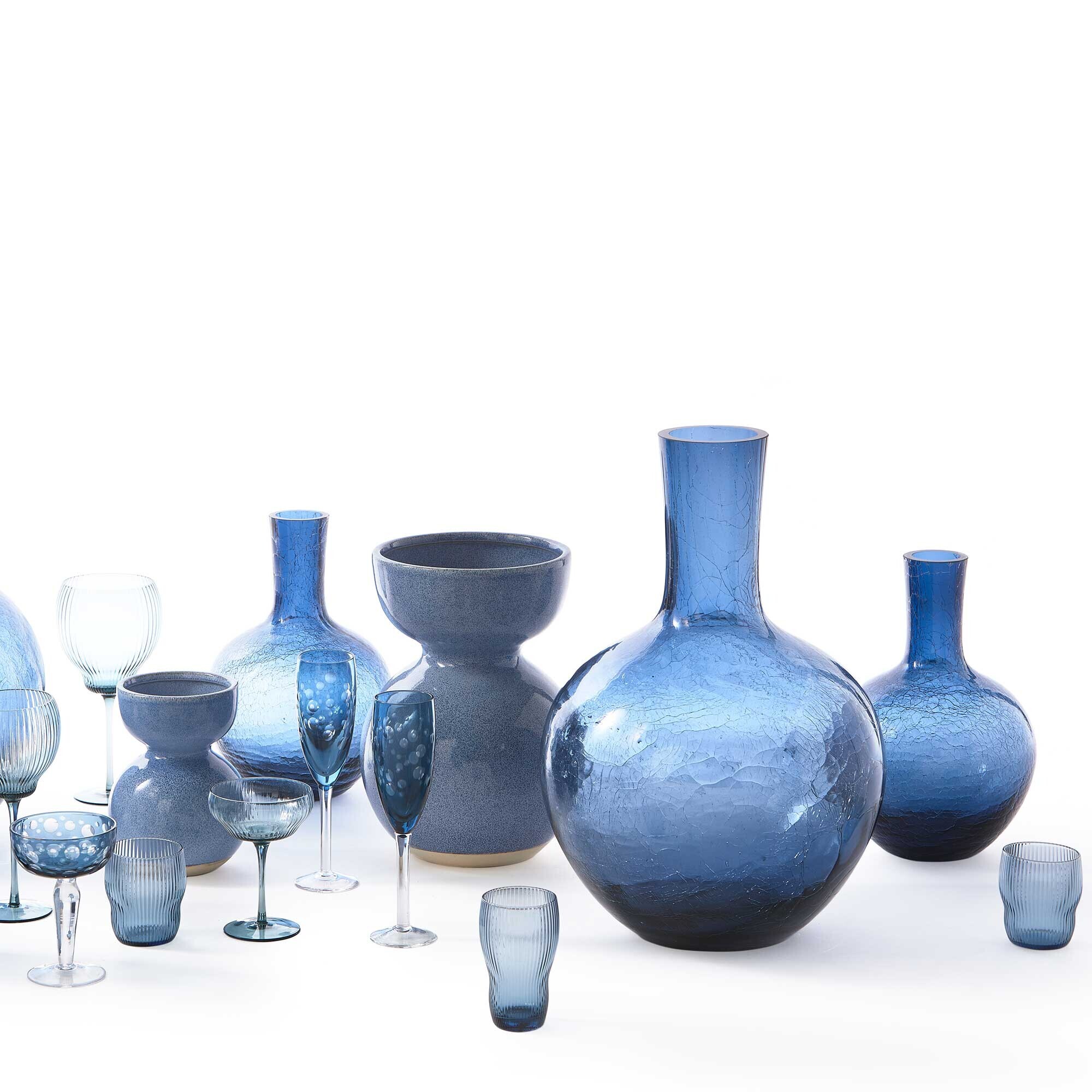 Crackled Glass Ball Body Vase L