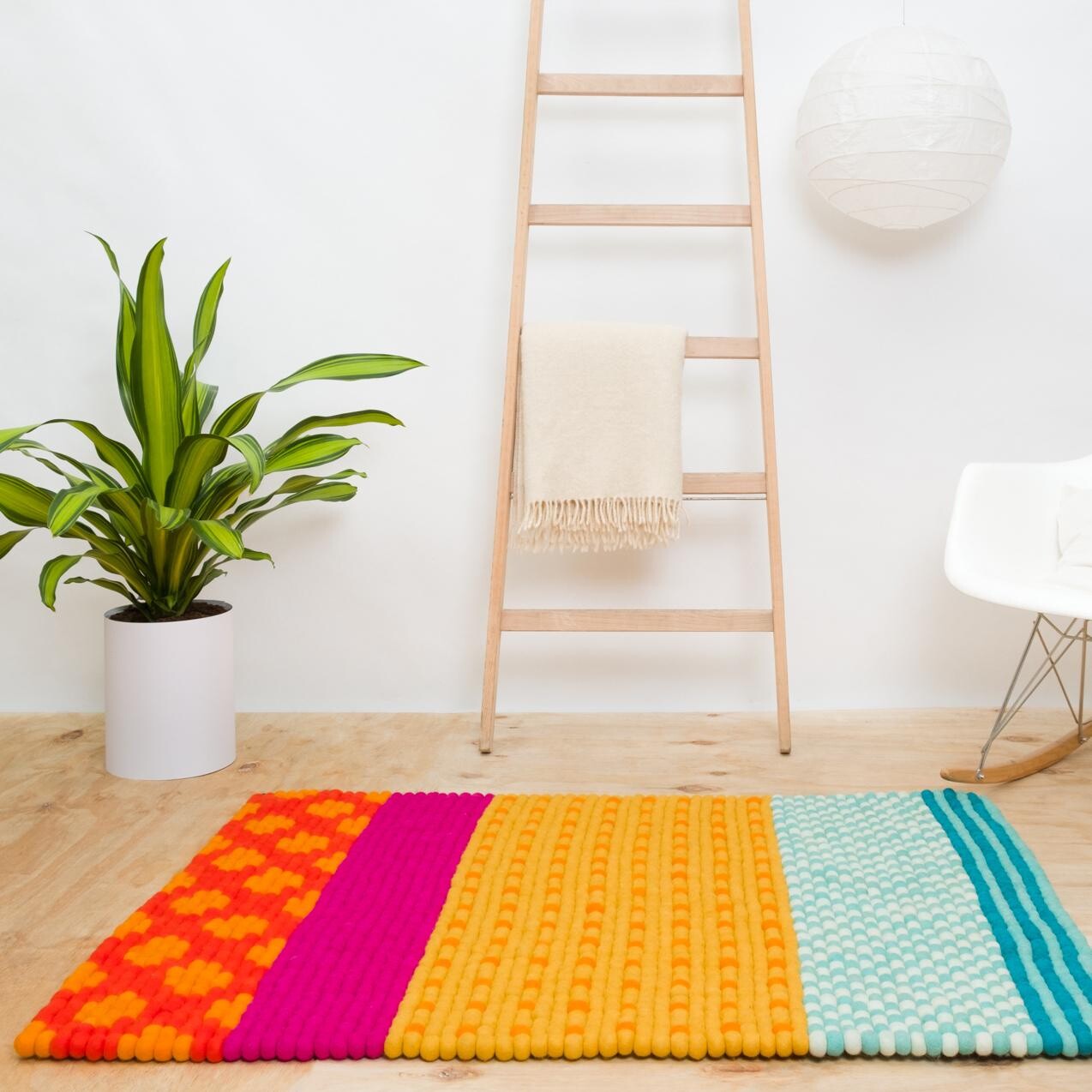 Kerala Felt Ball Rug rectangular