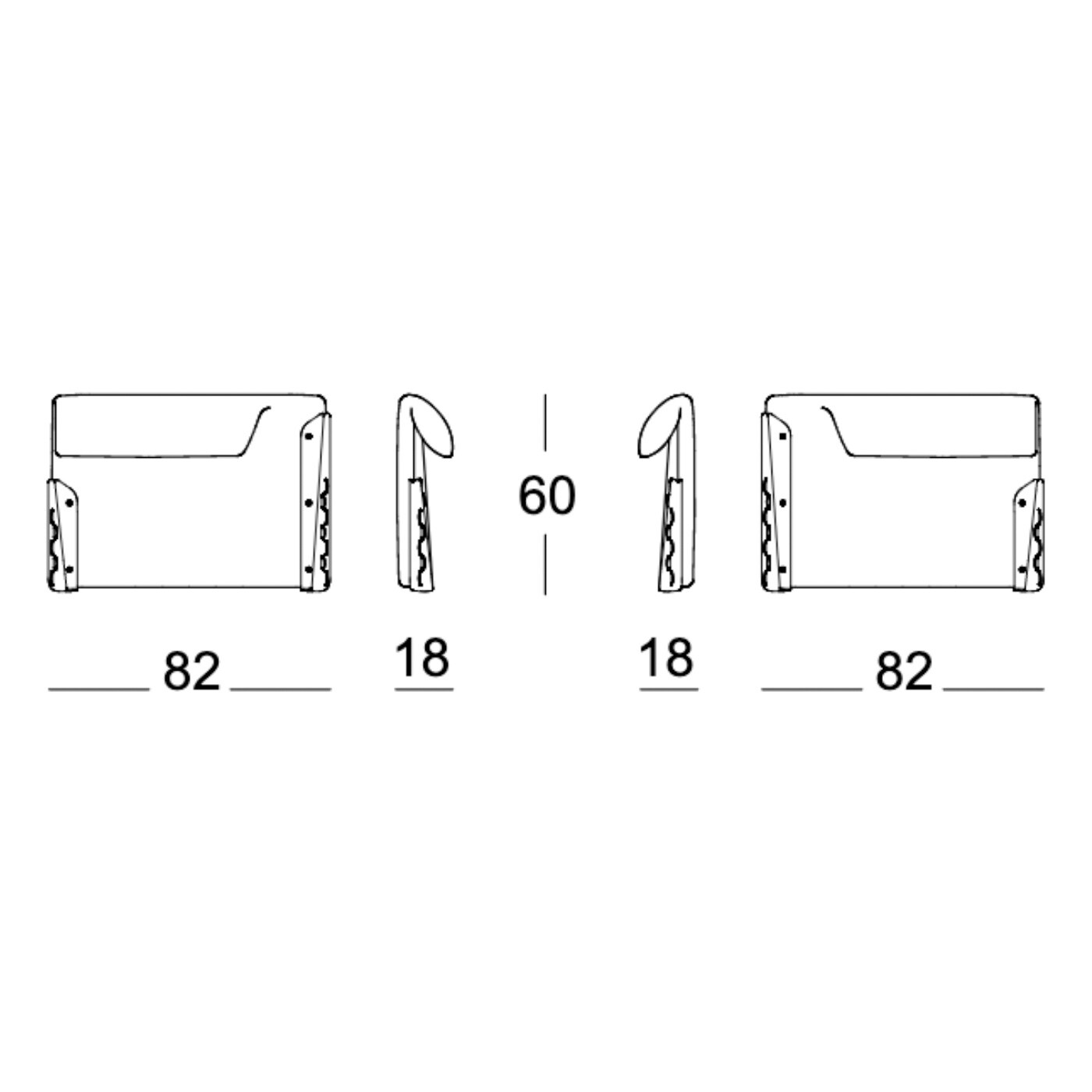 Costume Armrest Left With Connectors 18x82x60cm