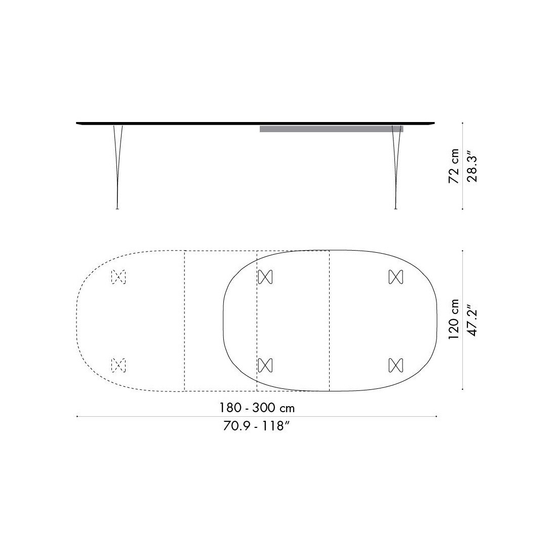 B619 Super Eliptical Extension Table Veneer