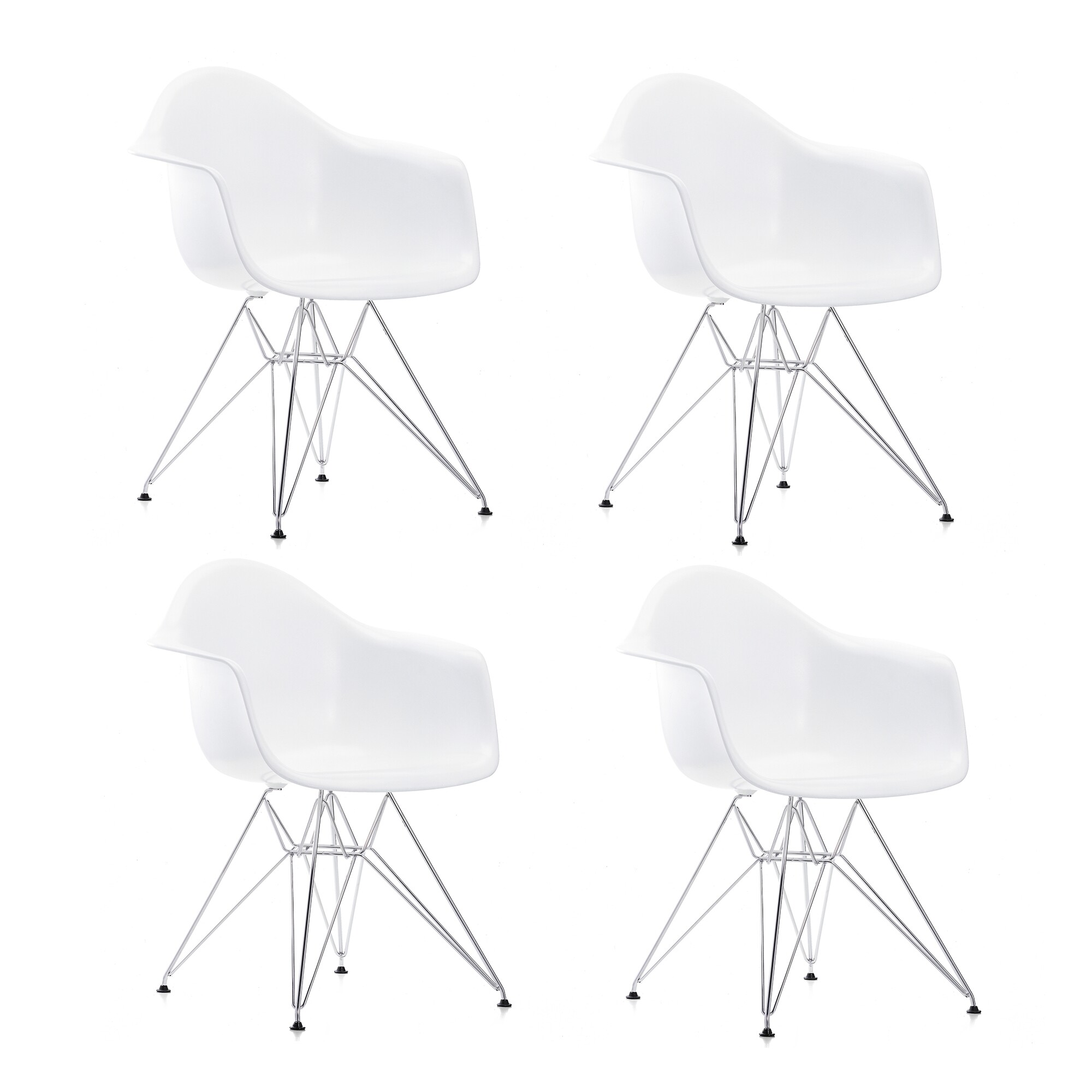 Eames Plastic Armchair DAR Chromed Base Set of 4