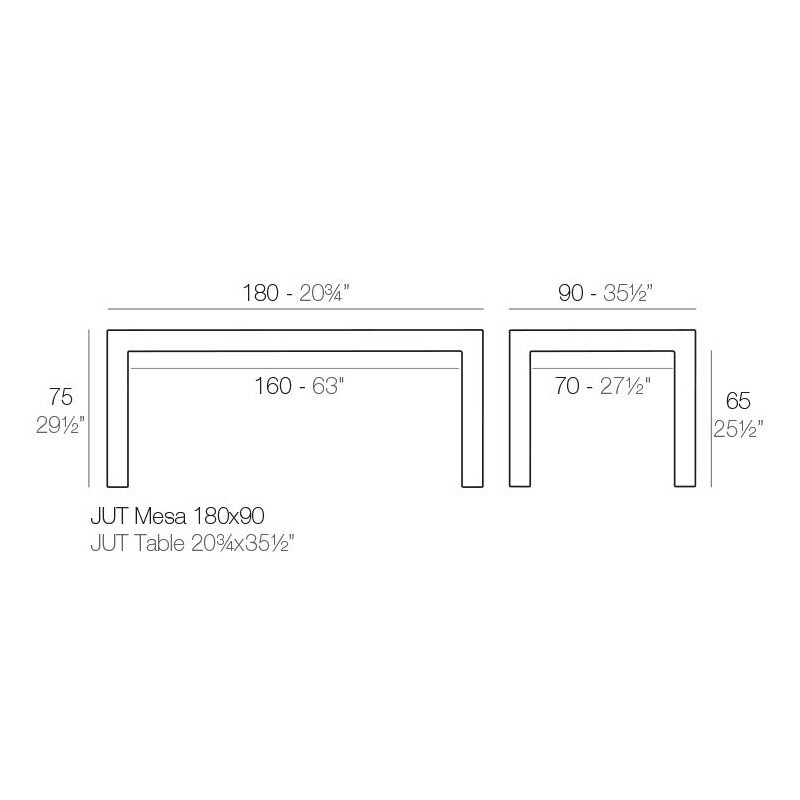Jut Garden Table 90x180x75cm