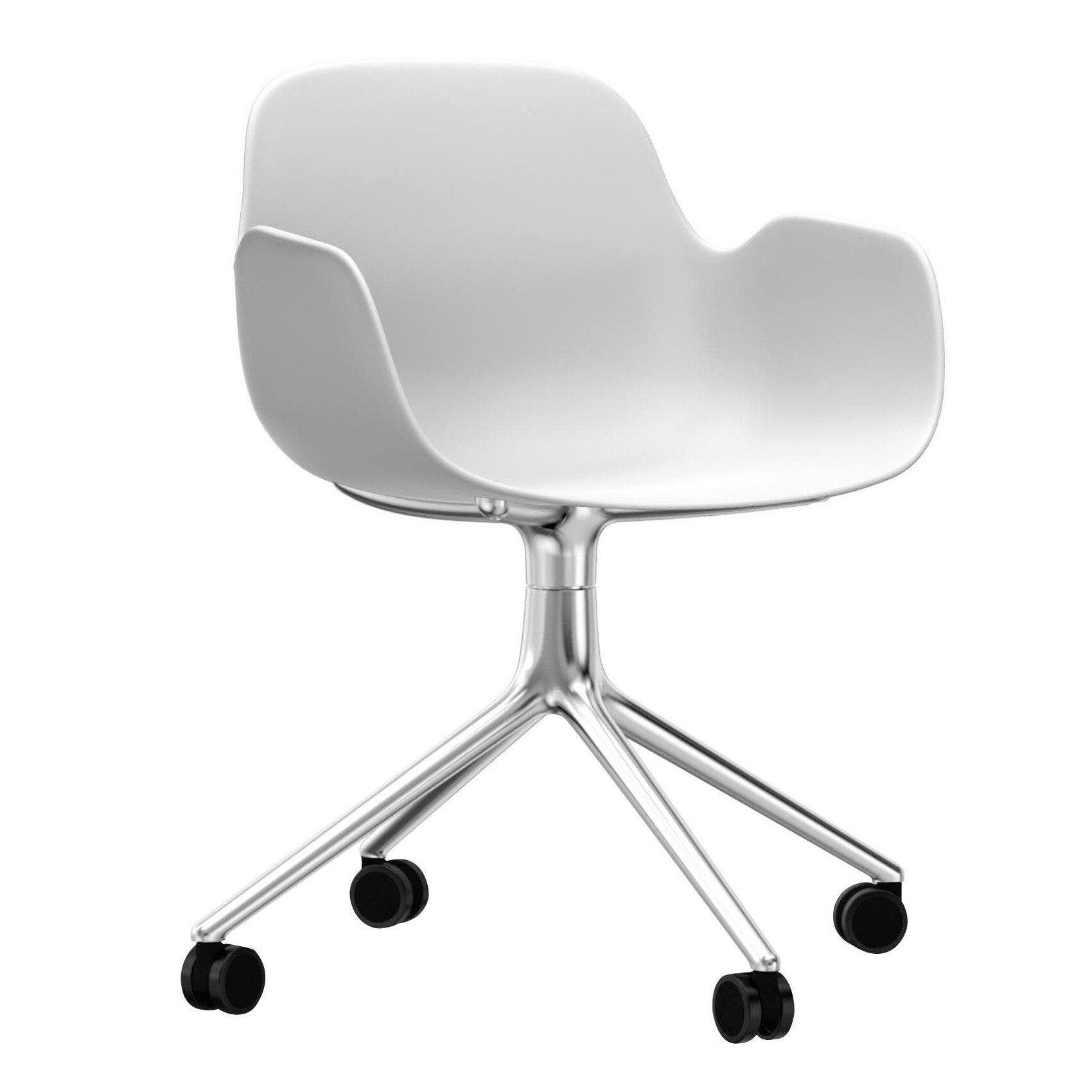 Form Swivelarmchair with Wheels 4W Aluminium Base