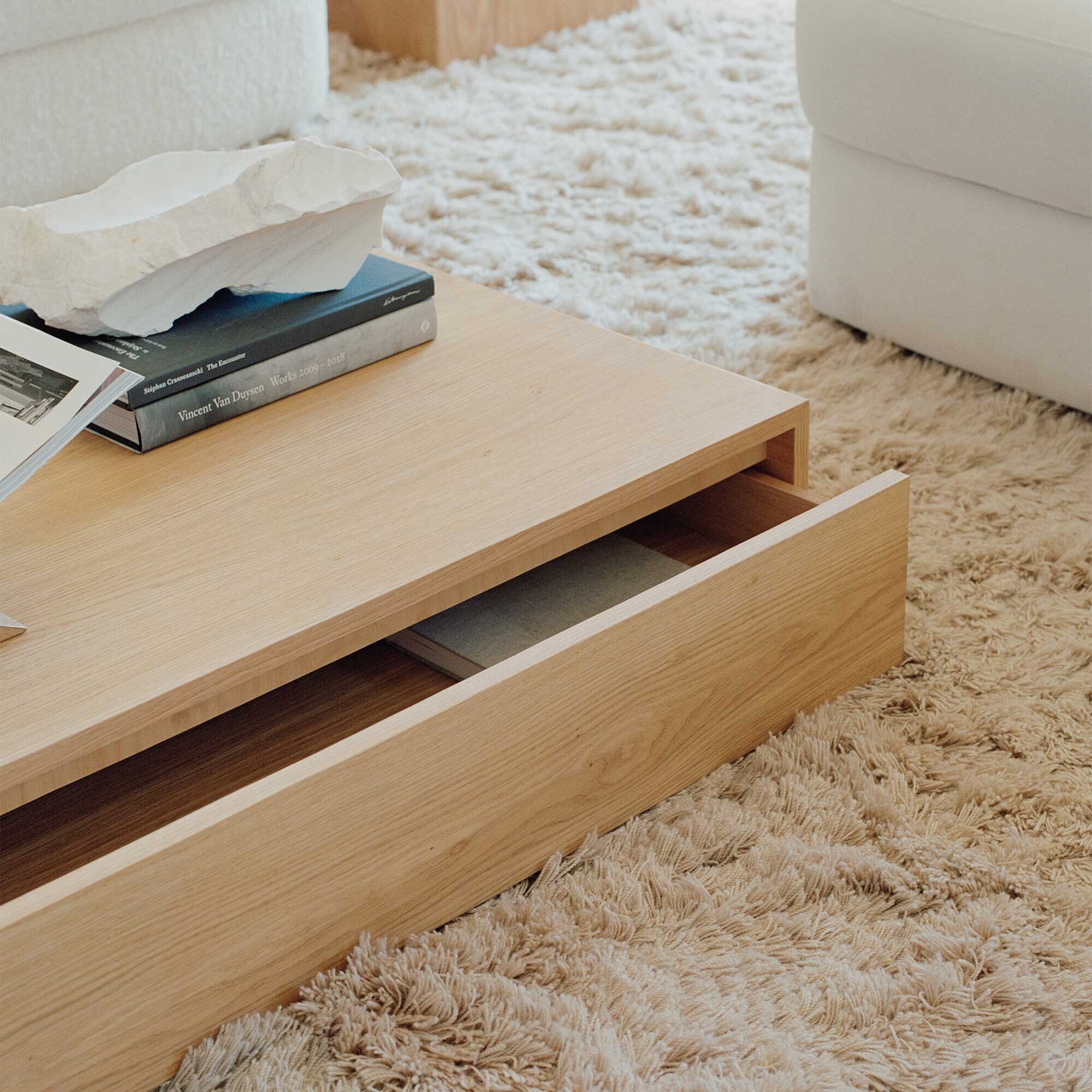 Mass Wide Coffee Table with Drawer