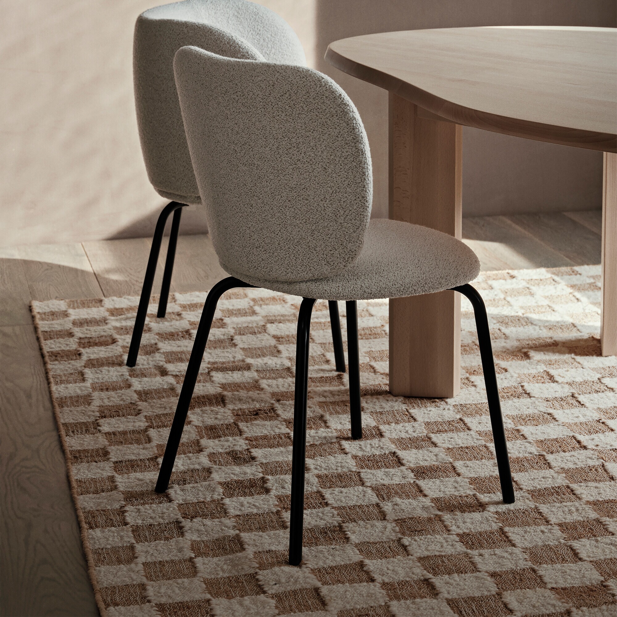 Check Wool Jute Rug 200x300cm