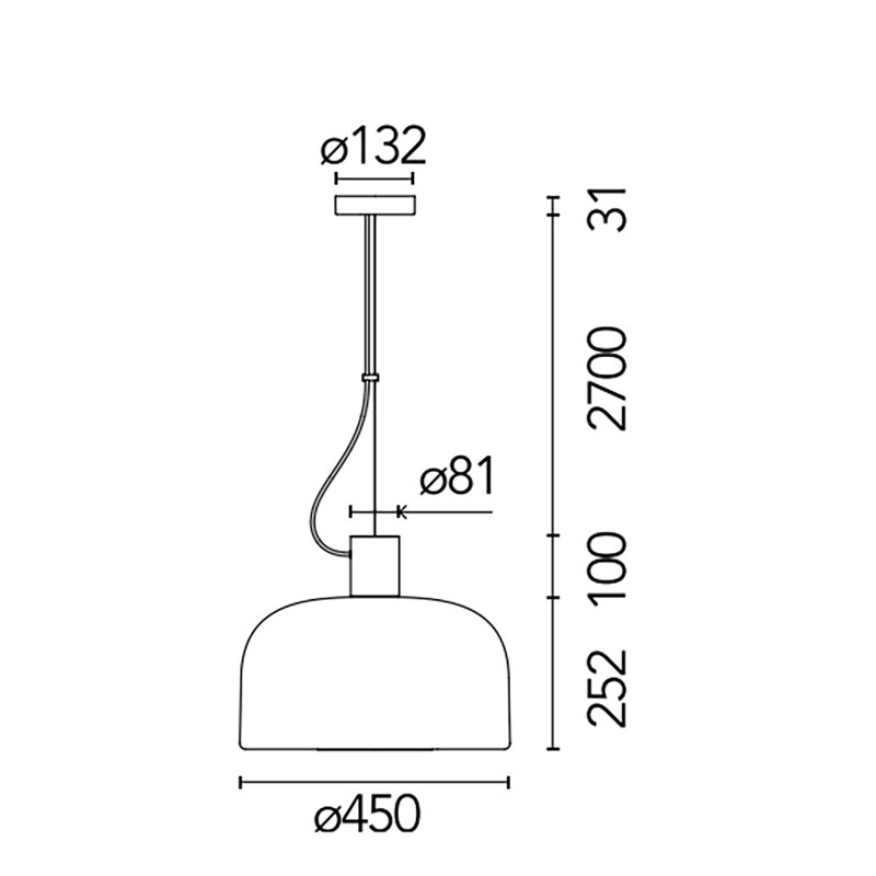 Bellhop Glass Suspension Lamp