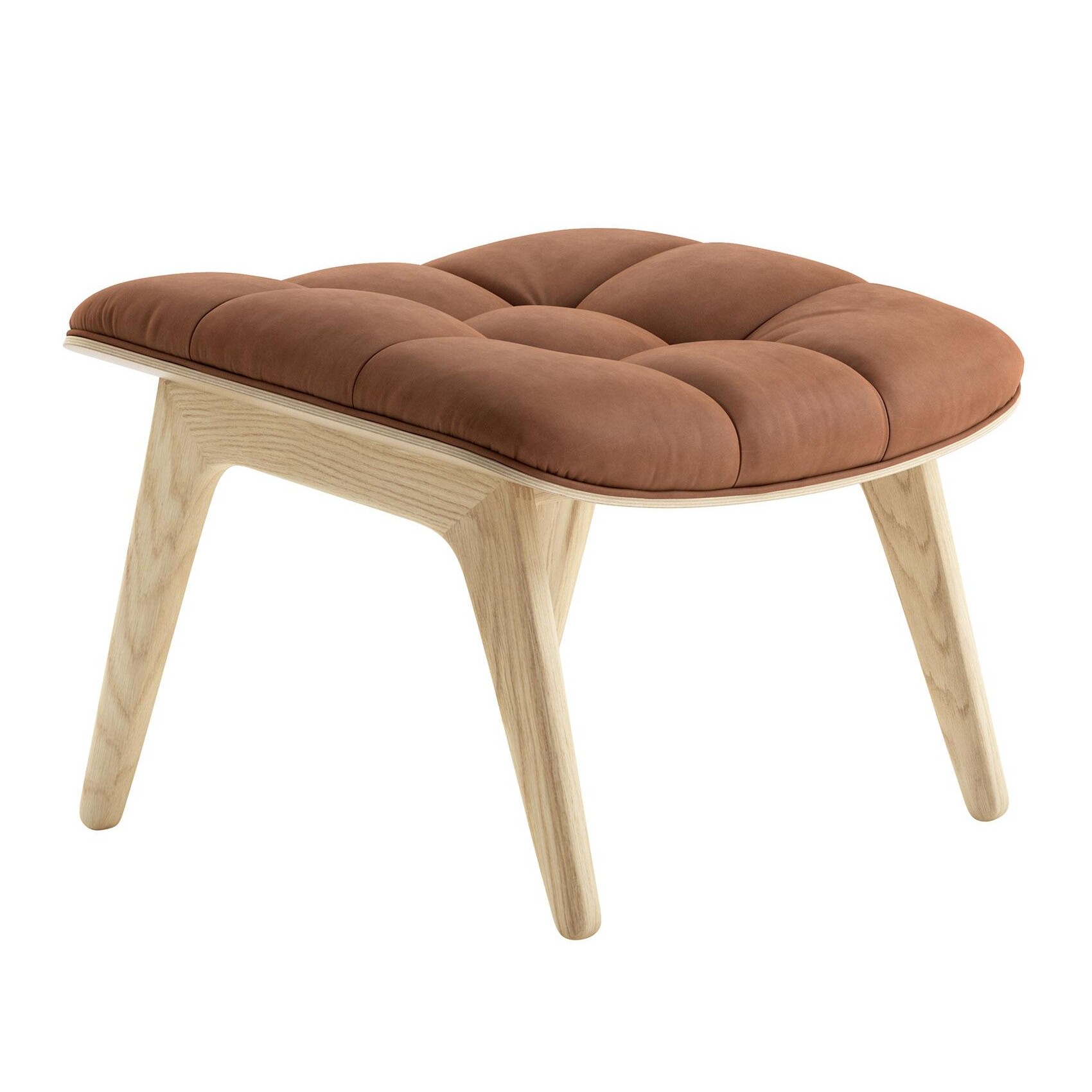 Mammoth Ottoman Leather Natural Oak Frame