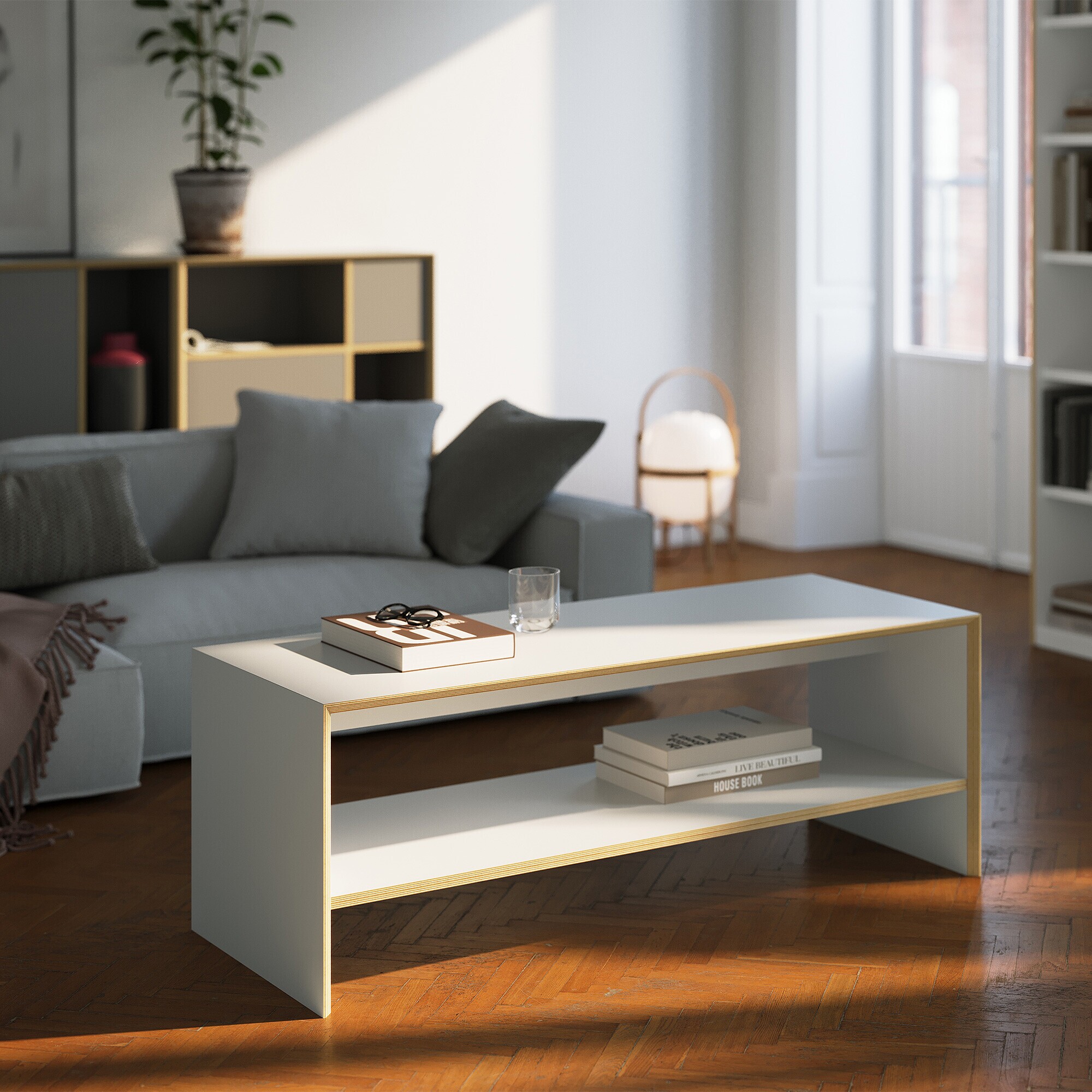 Bridge Two Bench with Shelf