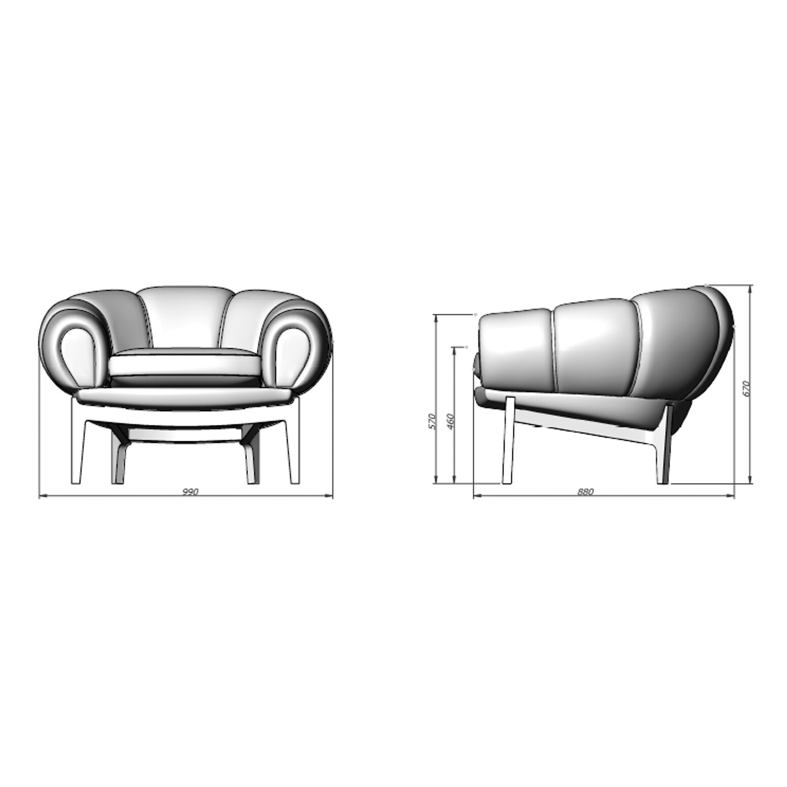 Croissant Lounge Chair Leather