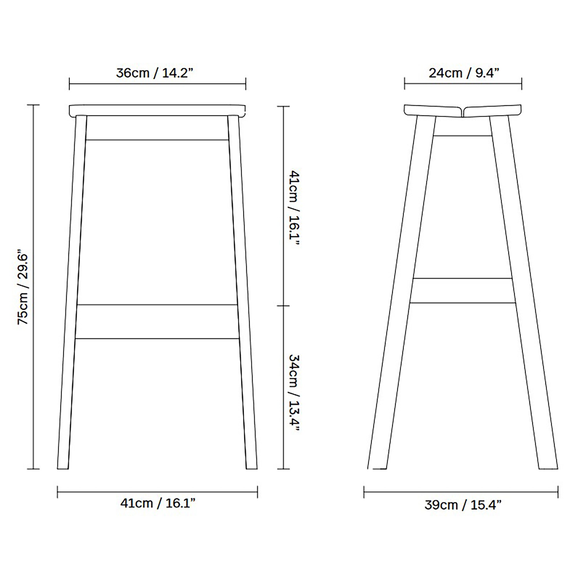 Angle Bar Stool 75cm