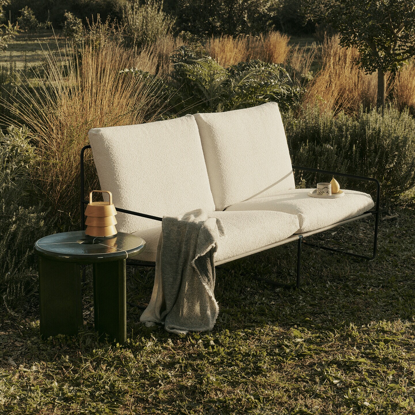 Desert Outdoor Sofa 2 Seater Fabric Bouclé
