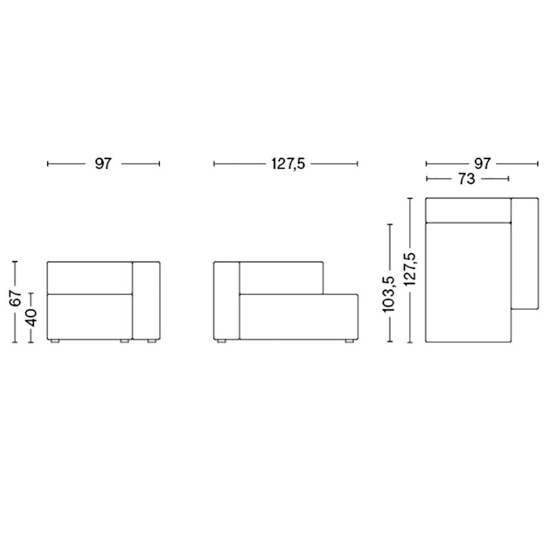 Mags Sofa Module Chaise Longue Right 97x127.5cm