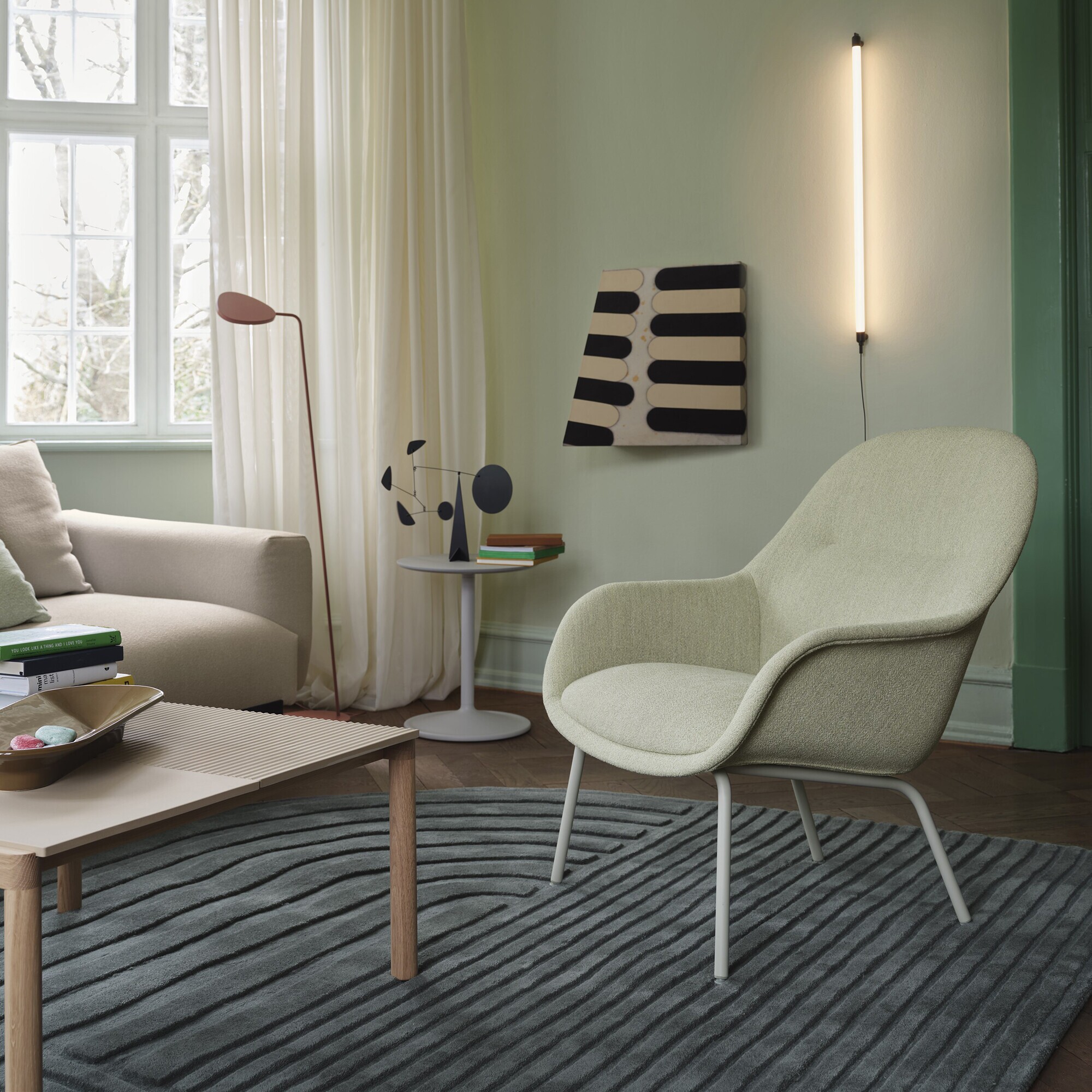 Fiber Lounge Armchair Upholstered with Tube Base