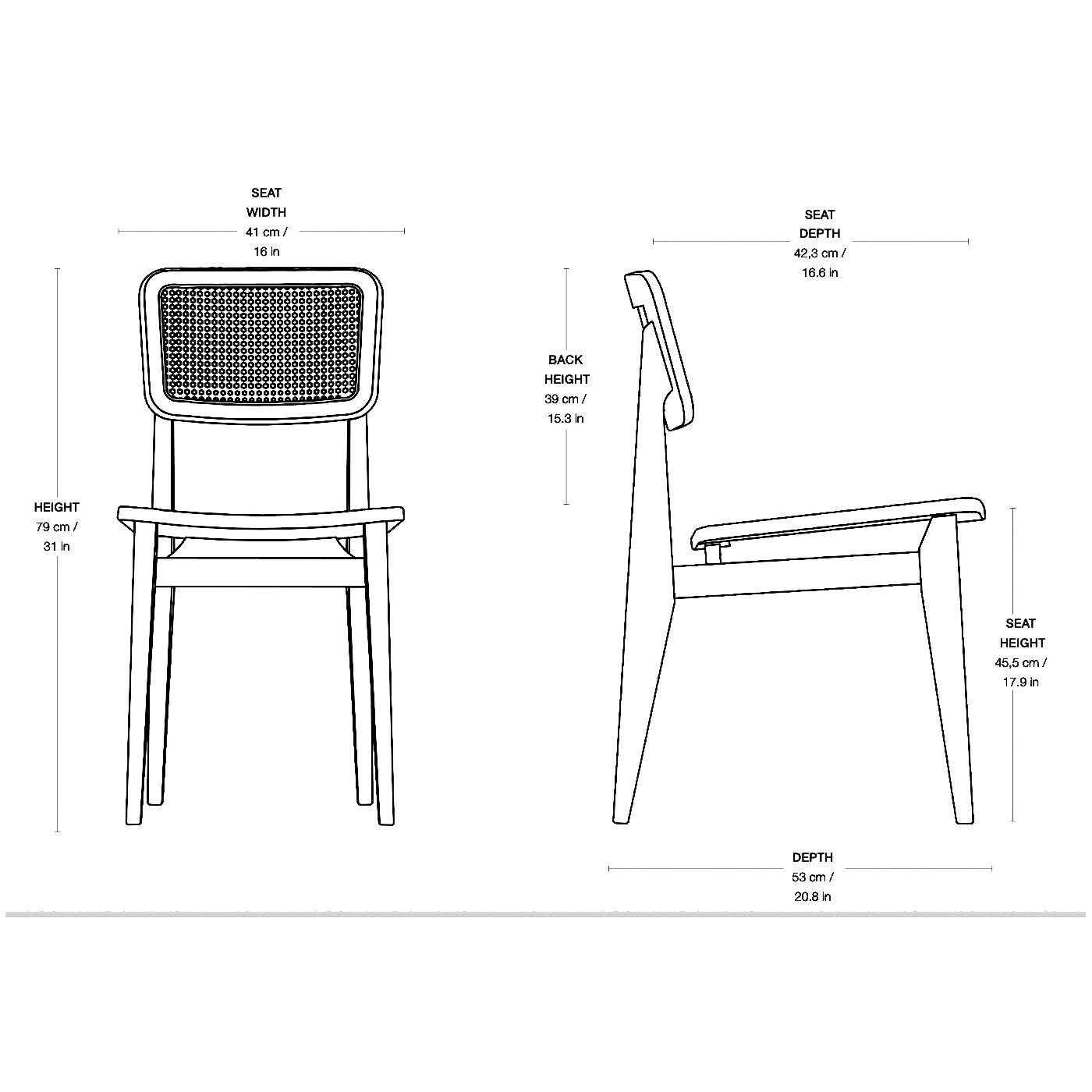 C-Chair All French Cane Dining Chair Set of 4