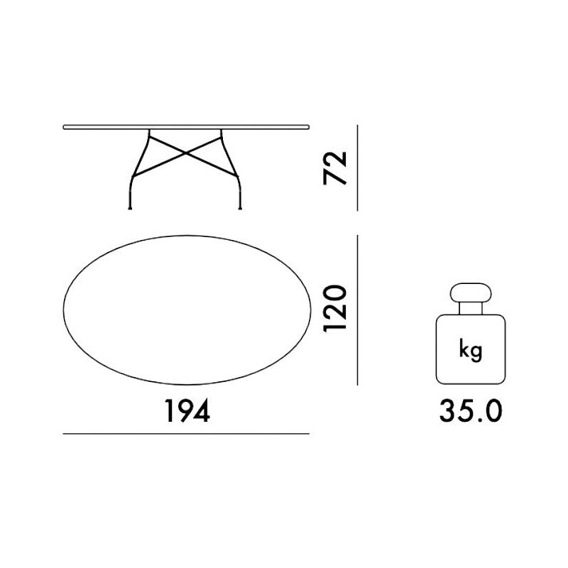 Glossy Dining Table Oval Frame Chromed Steel