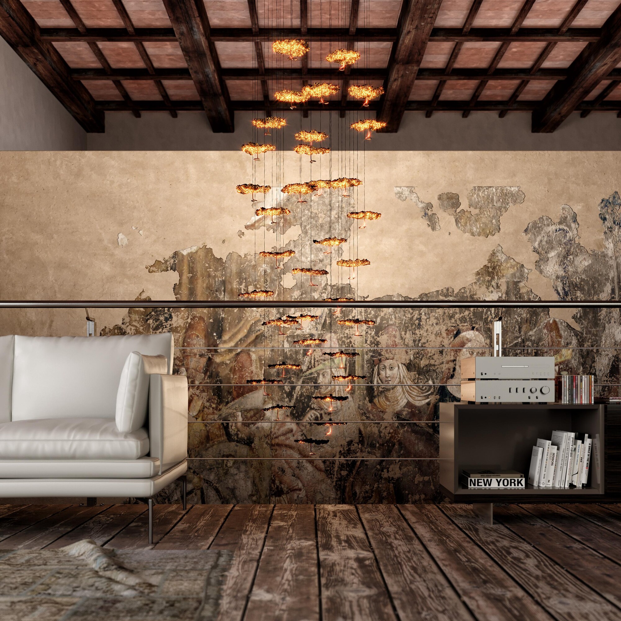 Gold Moon Chandelier LED Suspension Lamp