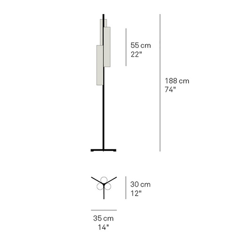 Black Note Triplet LED Floor Lamp Black Base