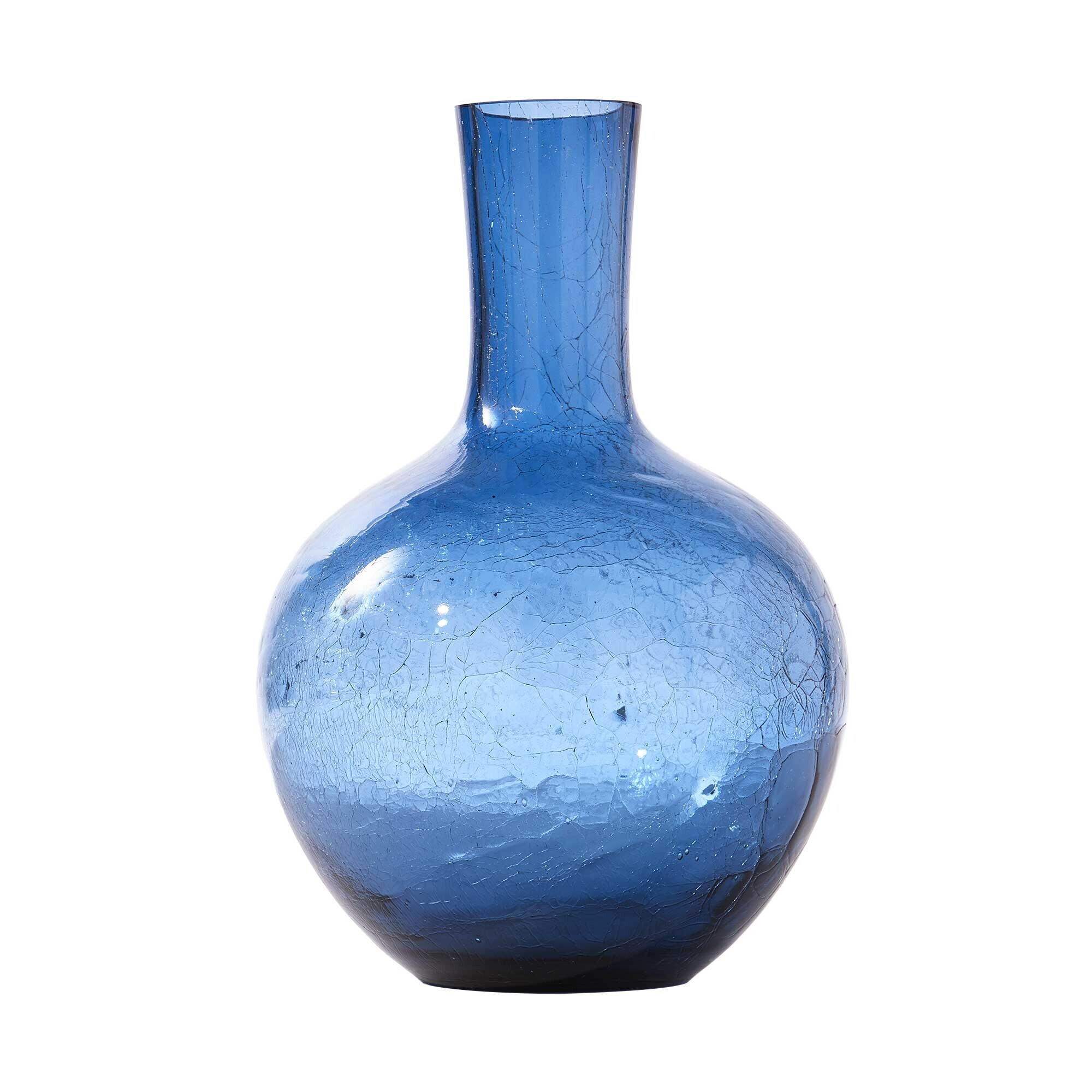 Crackled Glass Ball Body Vase L