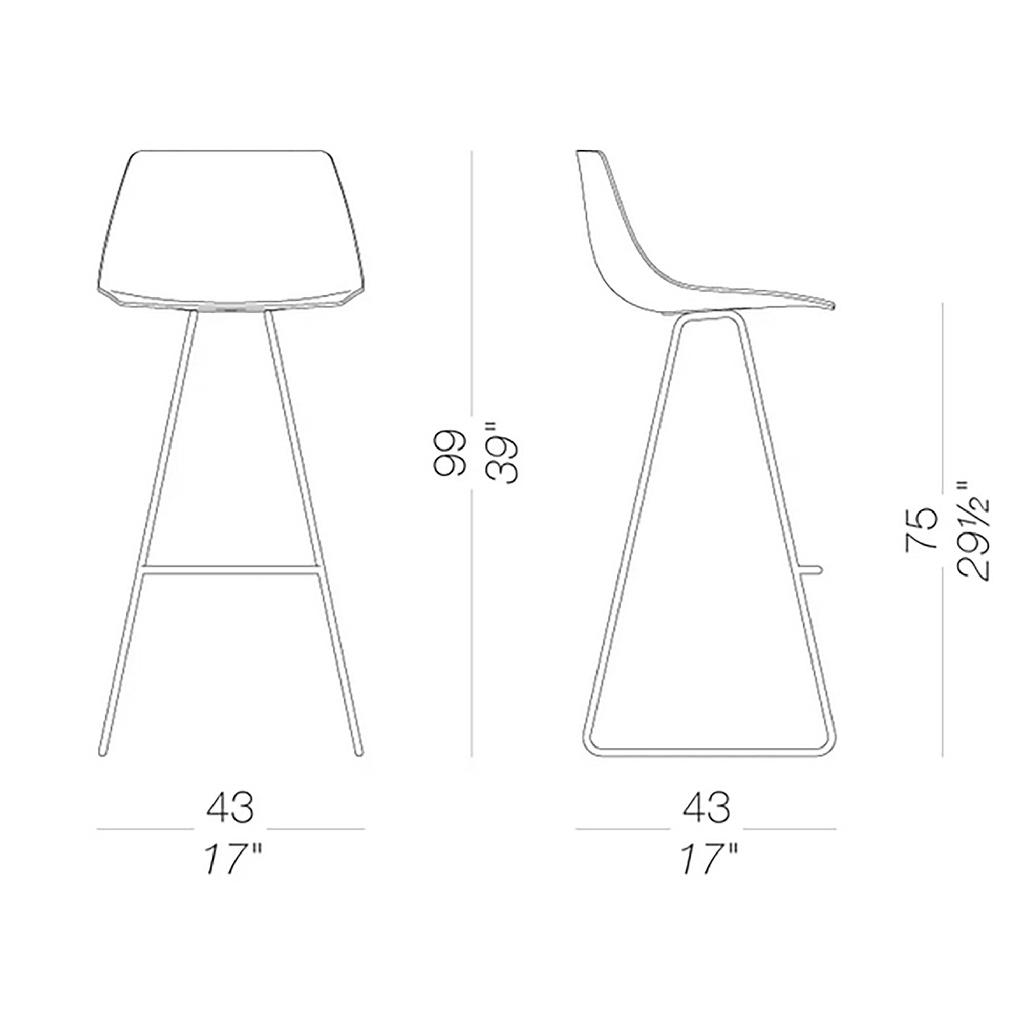 Miunn Bar Stool Skid Frame Black H75